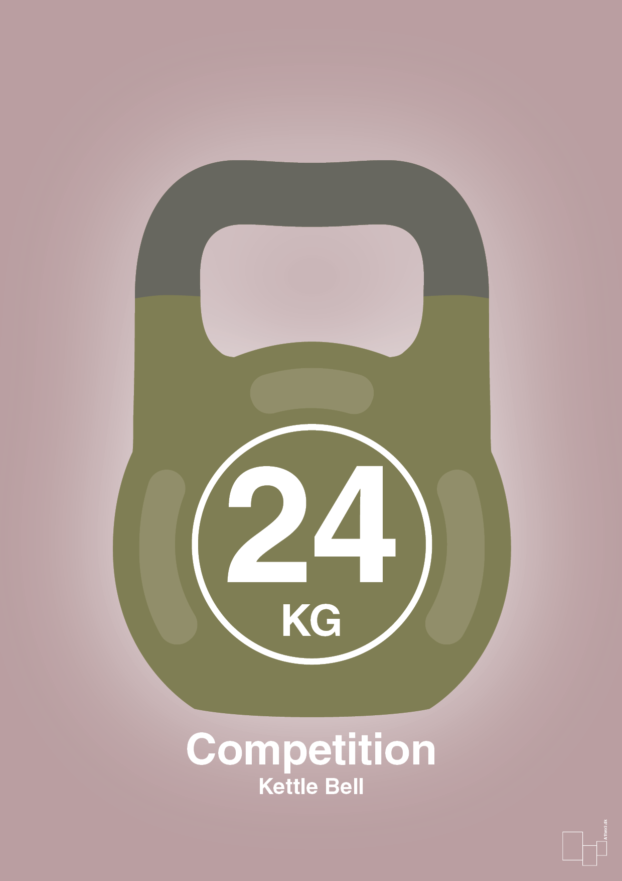 kettle bell 24 kg - competition color - Plakat med Grafik i Light Rose