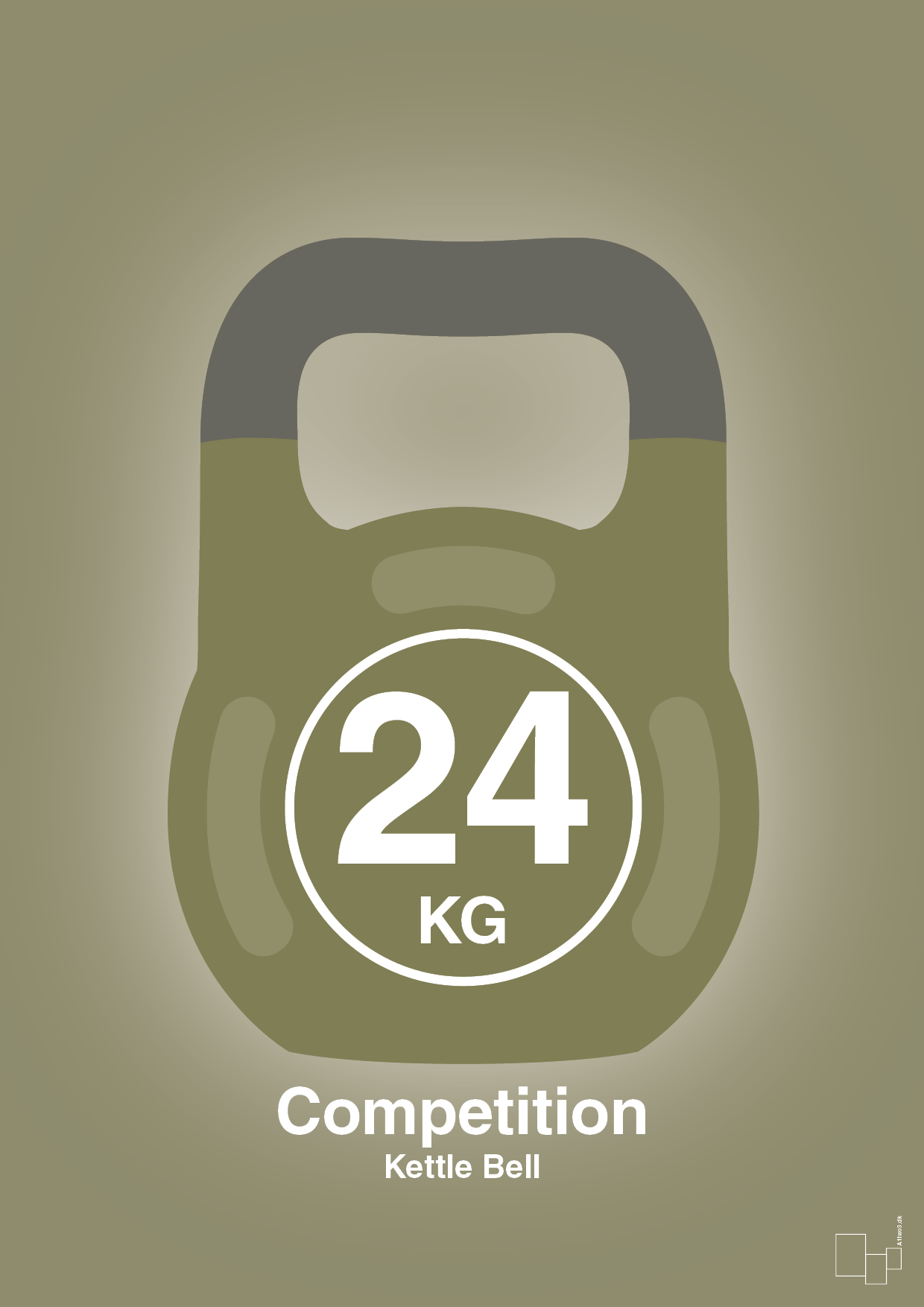 kettle bell 24 kg - competition color - Plakat med Grafik i Misty Forrest