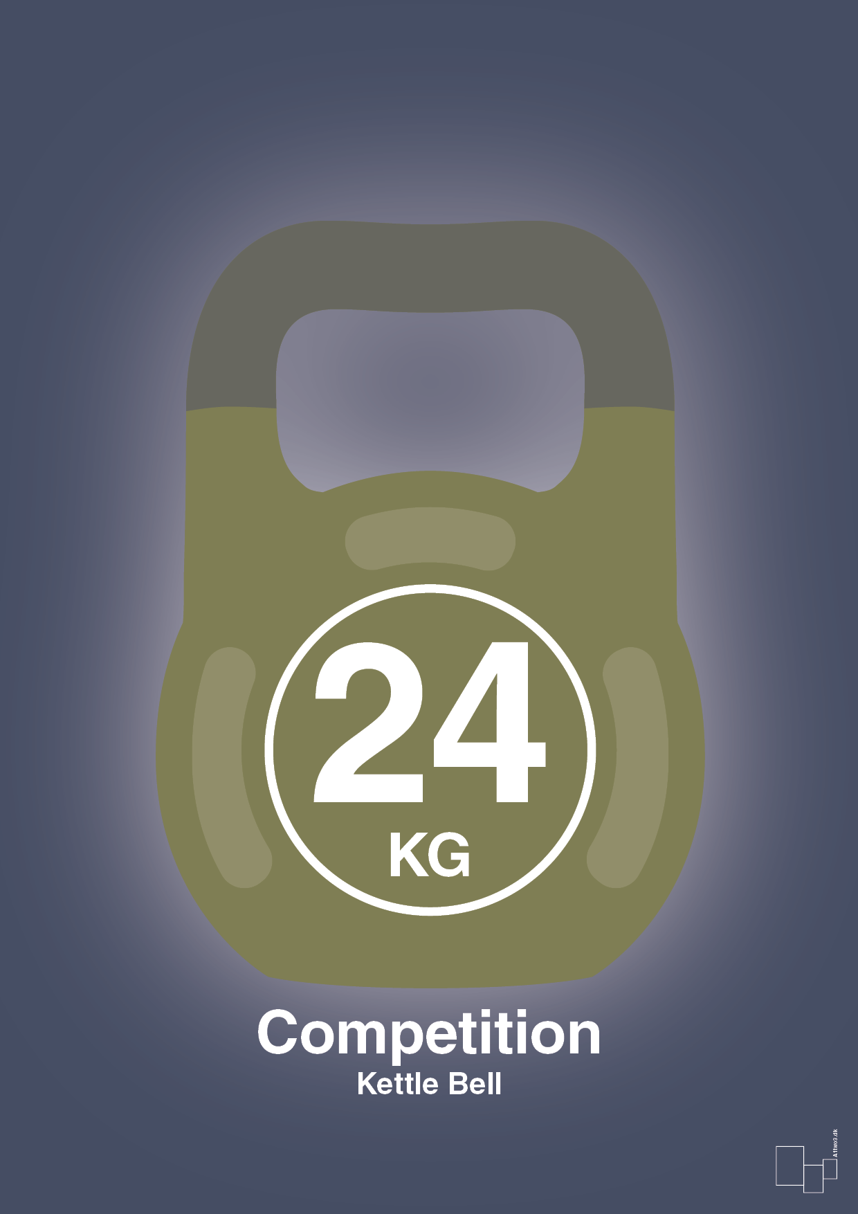 kettle bell 24 kg - competition color - Plakat med Grafik i Petrol