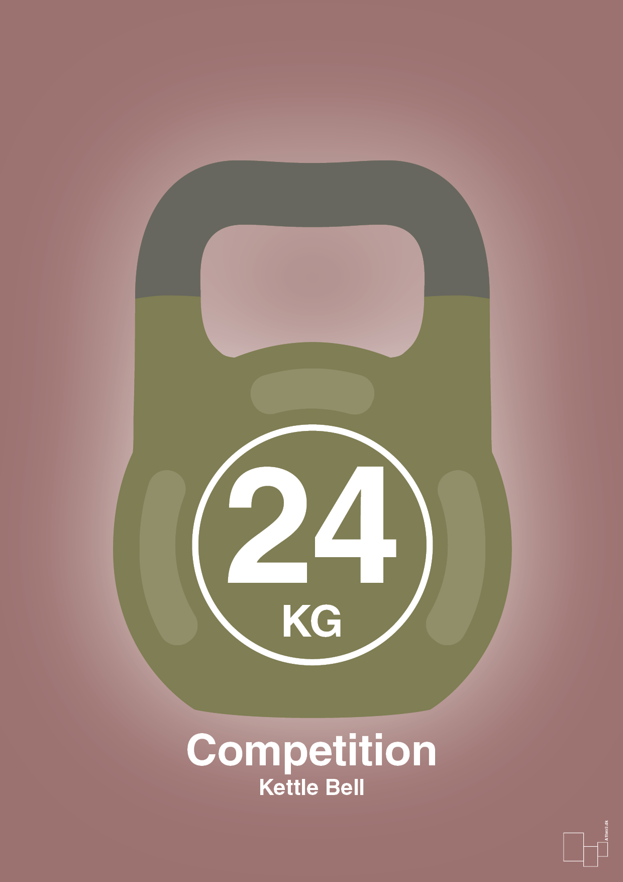 kettle bell 24 kg - competition color - Plakat med Grafik i Plum
