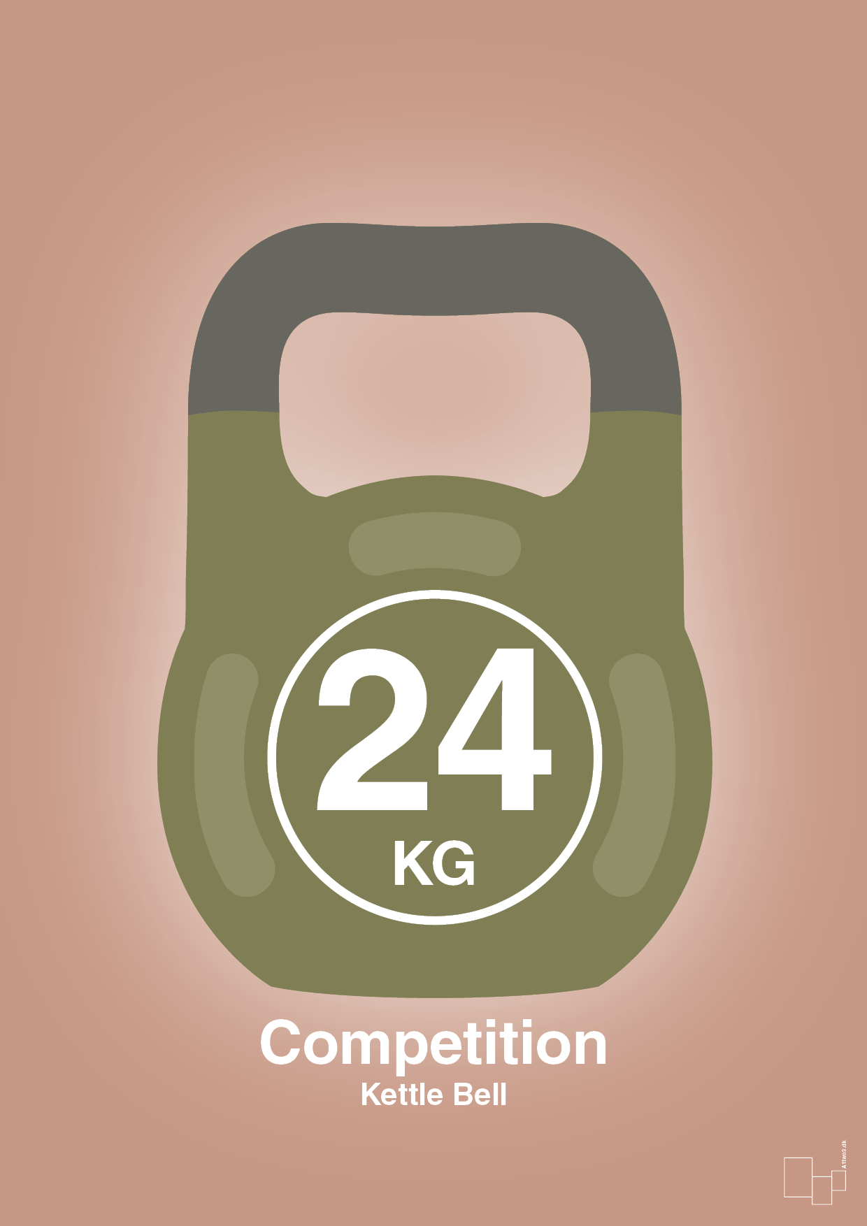 kettle bell 24 kg - competition color - Plakat med Grafik i Powder