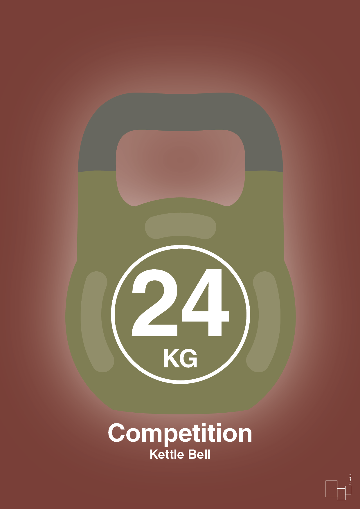 kettle bell 24 kg - competition color - Plakat med Grafik i Red Pepper
