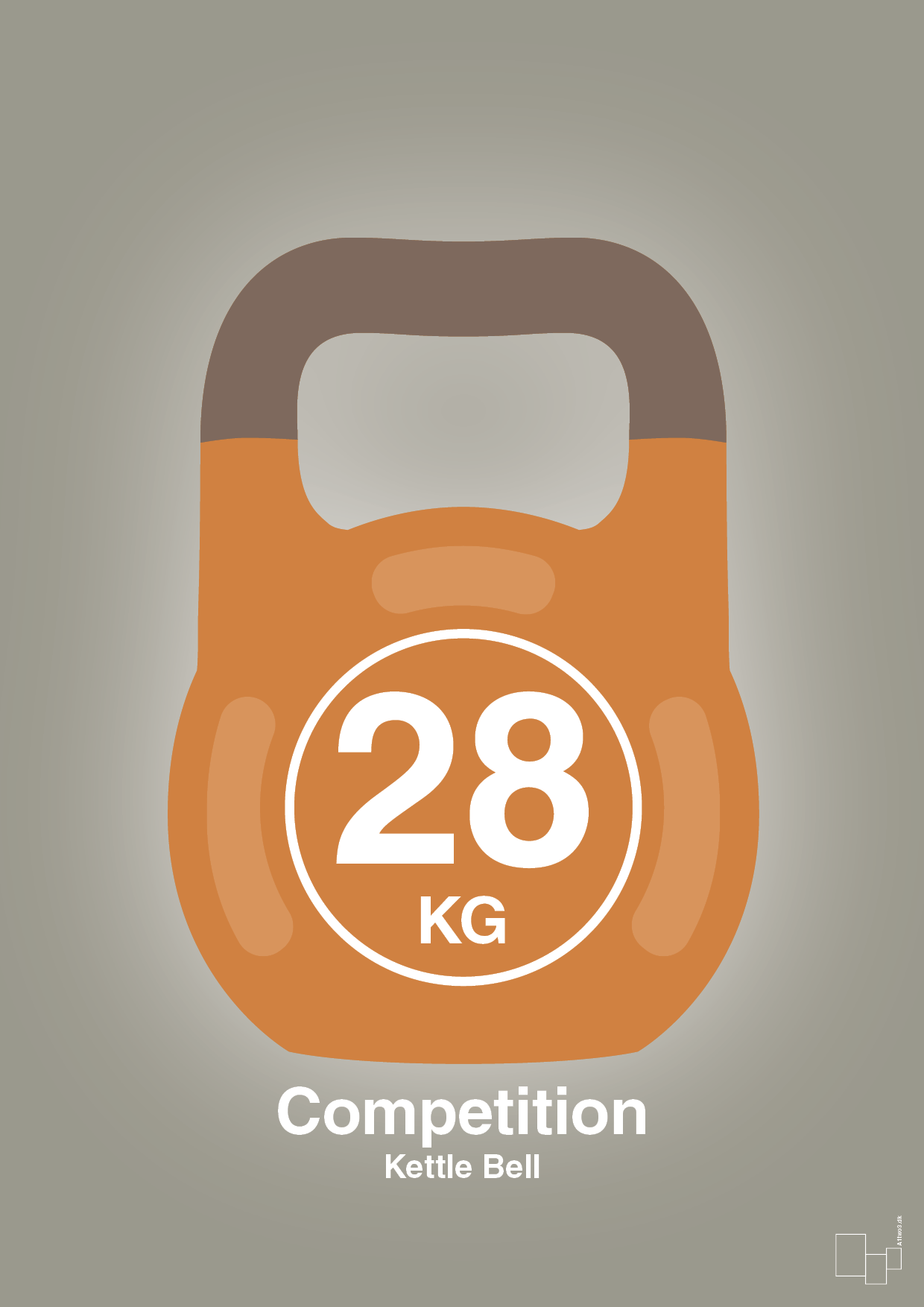 kettle bell 28 kg - competition color - Plakat med Grafik i Battleship Gray