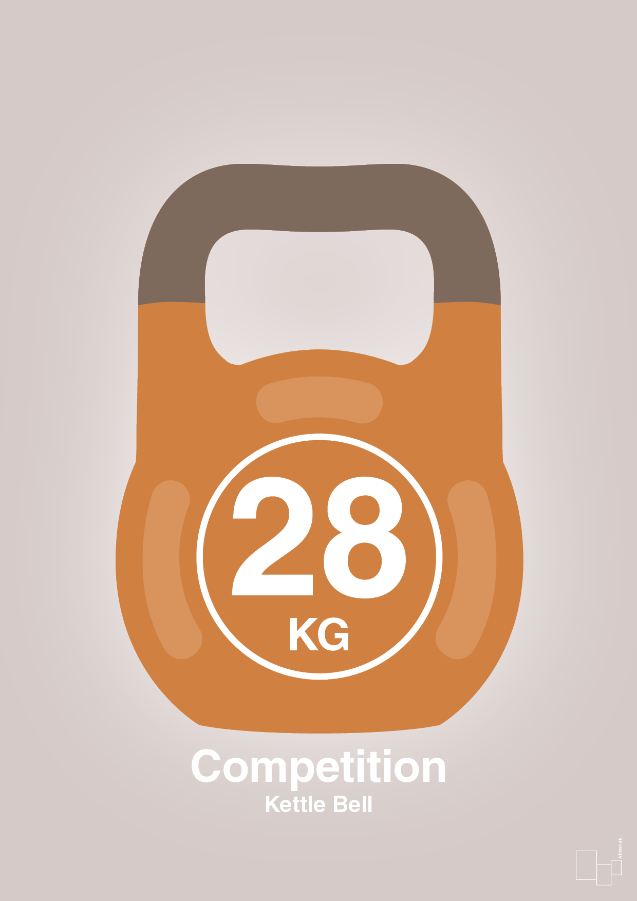 kettle bell 28 kg - competition color - Plakat med Grafik i Broken Beige