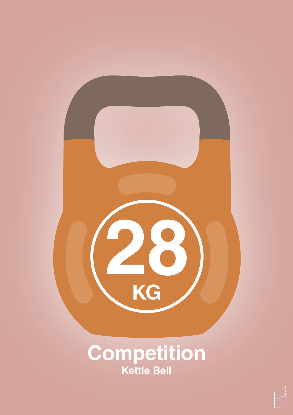 kettle bell 28 kg - competition color - Plakat med Grafik i Bubble Shell