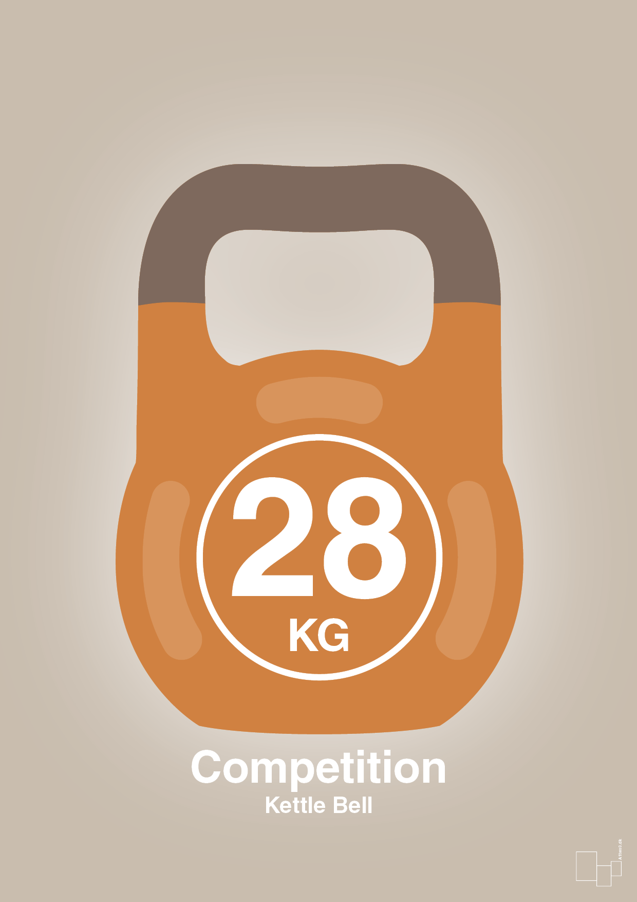kettle bell 28 kg - competition color - Plakat med Grafik i Creamy Mushroom