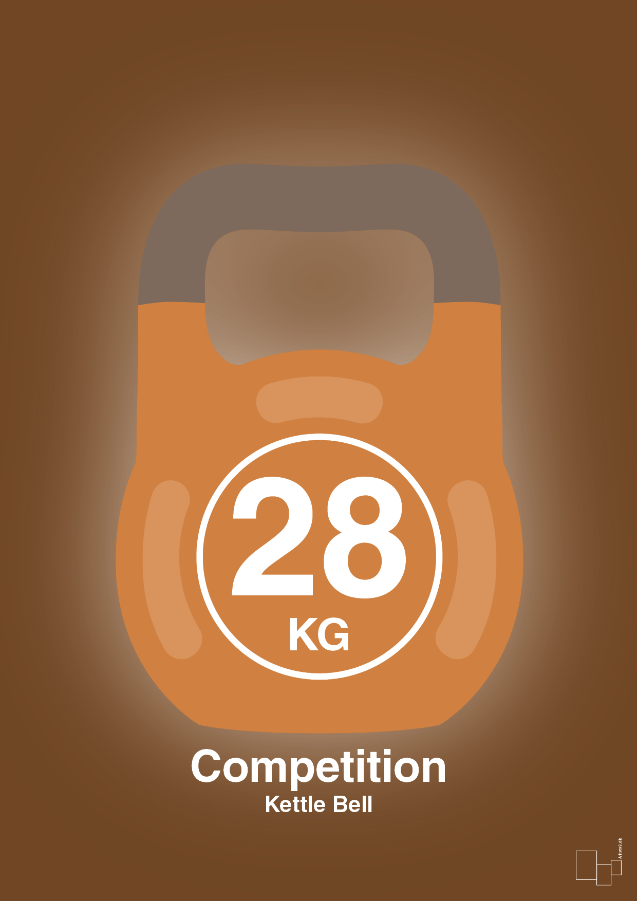 kettle bell 28 kg - competition color - Plakat med Grafik i Dark Brown