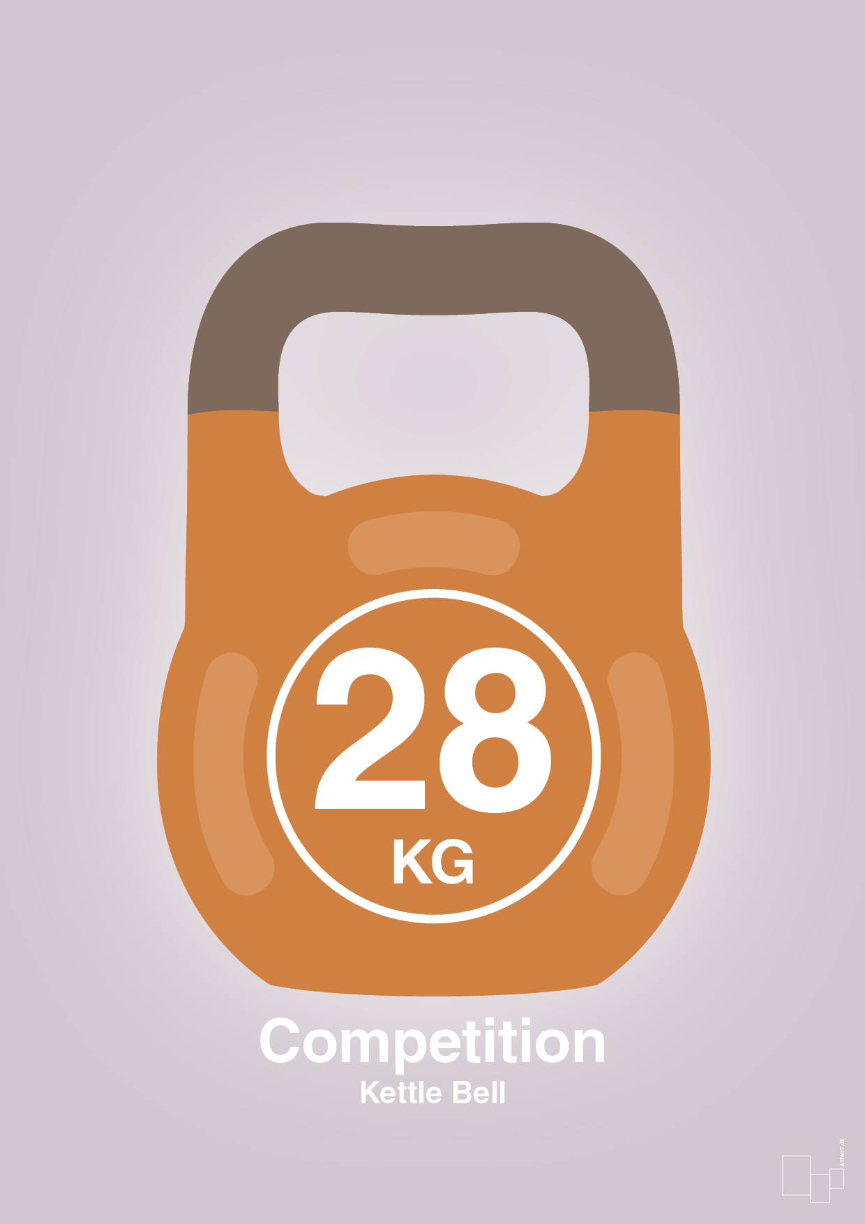 kettle bell 28 kg - competition color - Plakat med Grafik i Dusty Lilac