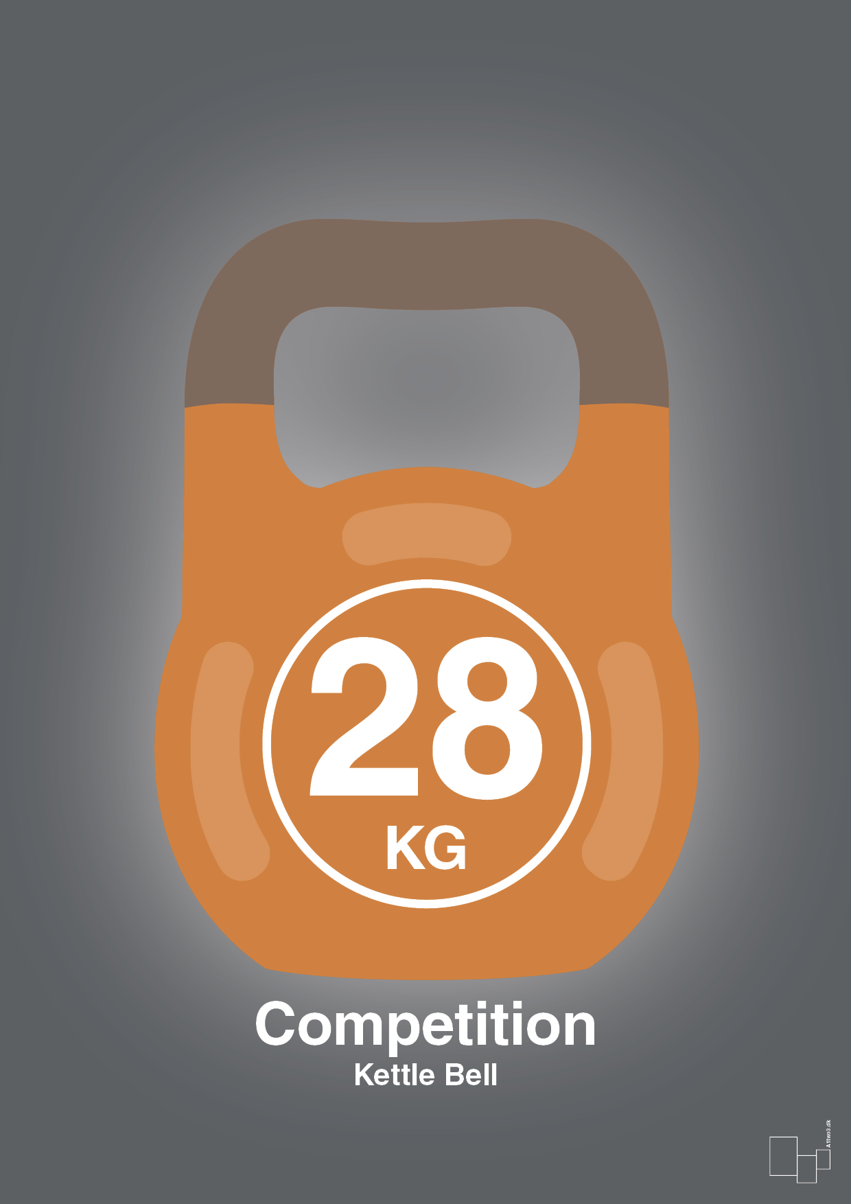 kettle bell 28 kg - competition color - Plakat med Grafik i Graphic Charcoal