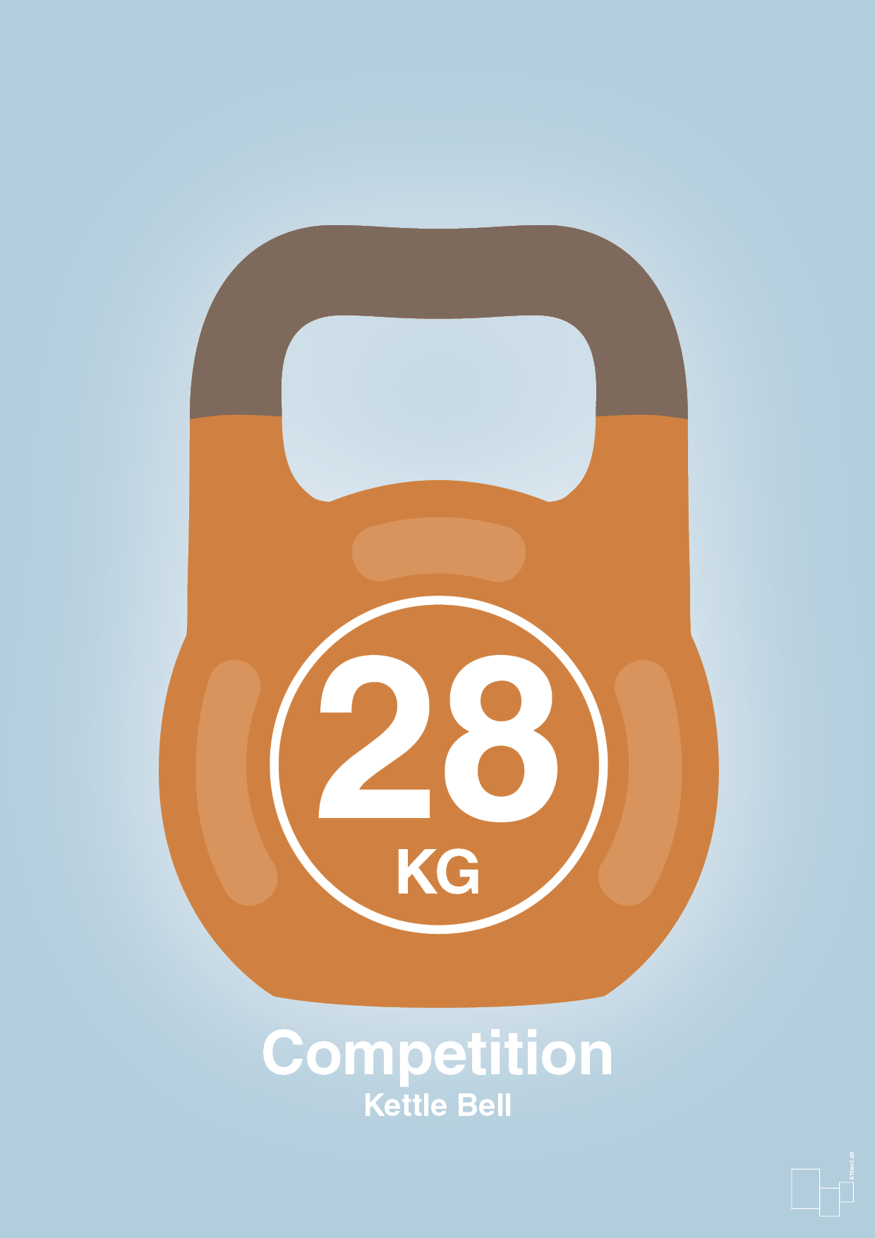 kettle bell 28 kg - competition color - Plakat med Grafik i Heavenly Blue