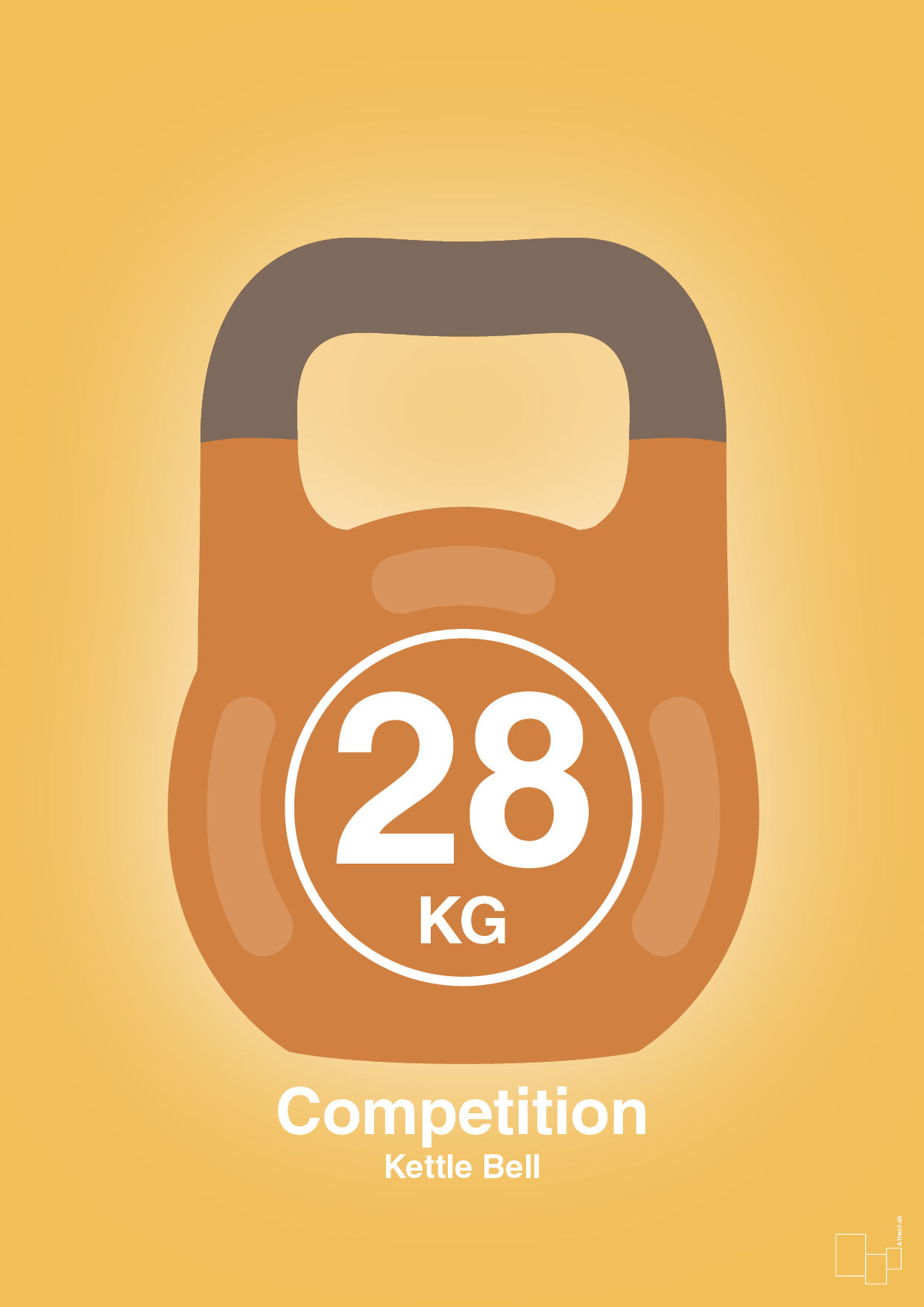 kettle bell 28 kg - competition color - Plakat med Grafik i Honeycomb