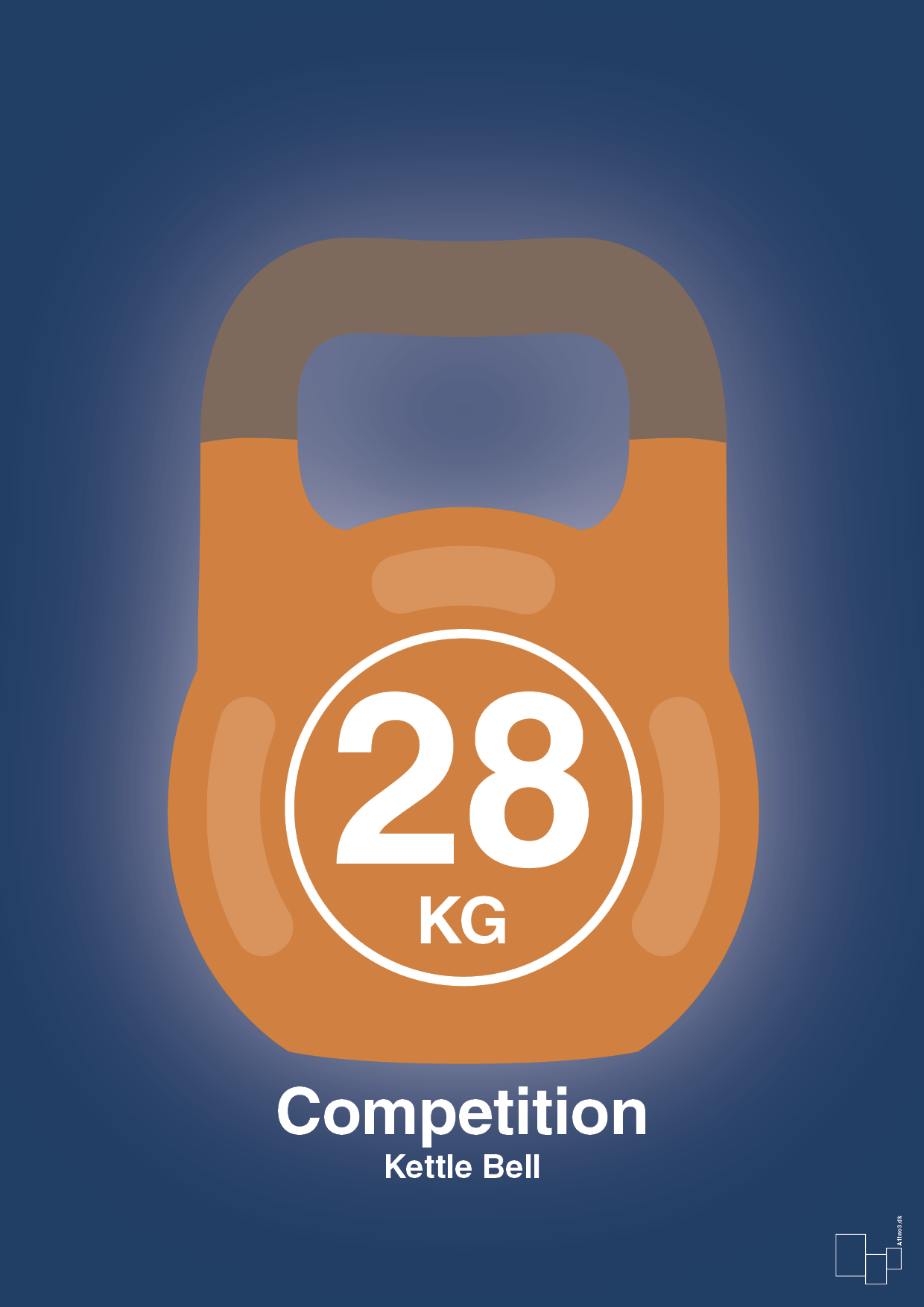 kettle bell 28 kg - competition color - Plakat med Grafik i Lapis Blue