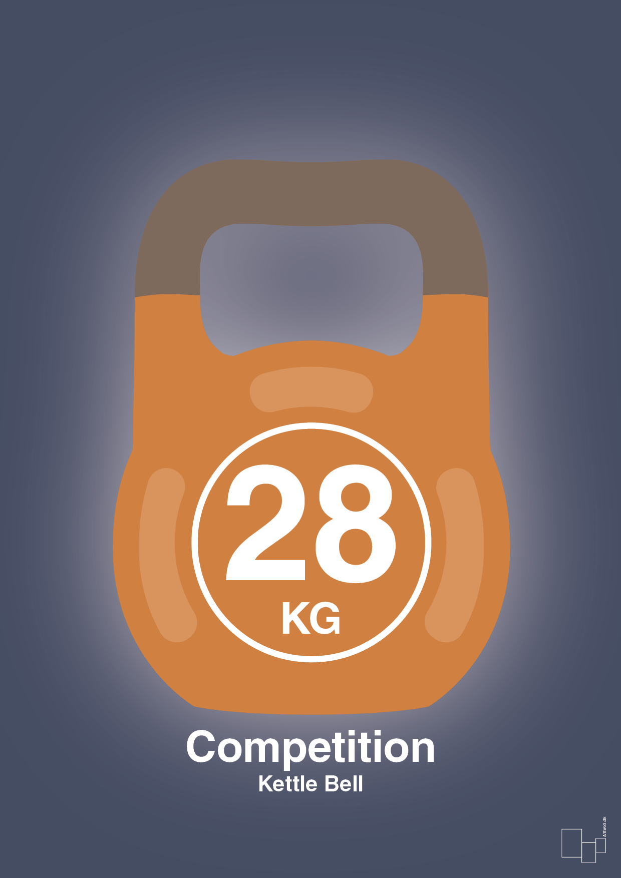 kettle bell 28 kg - competition color - Plakat med Grafik i Petrol