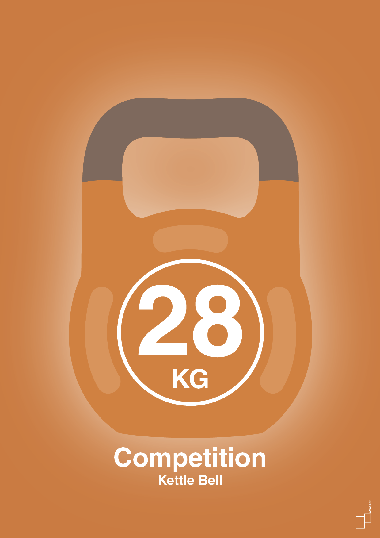 kettle bell 28 kg - competition color - Plakat med Grafik i Rumba Orange