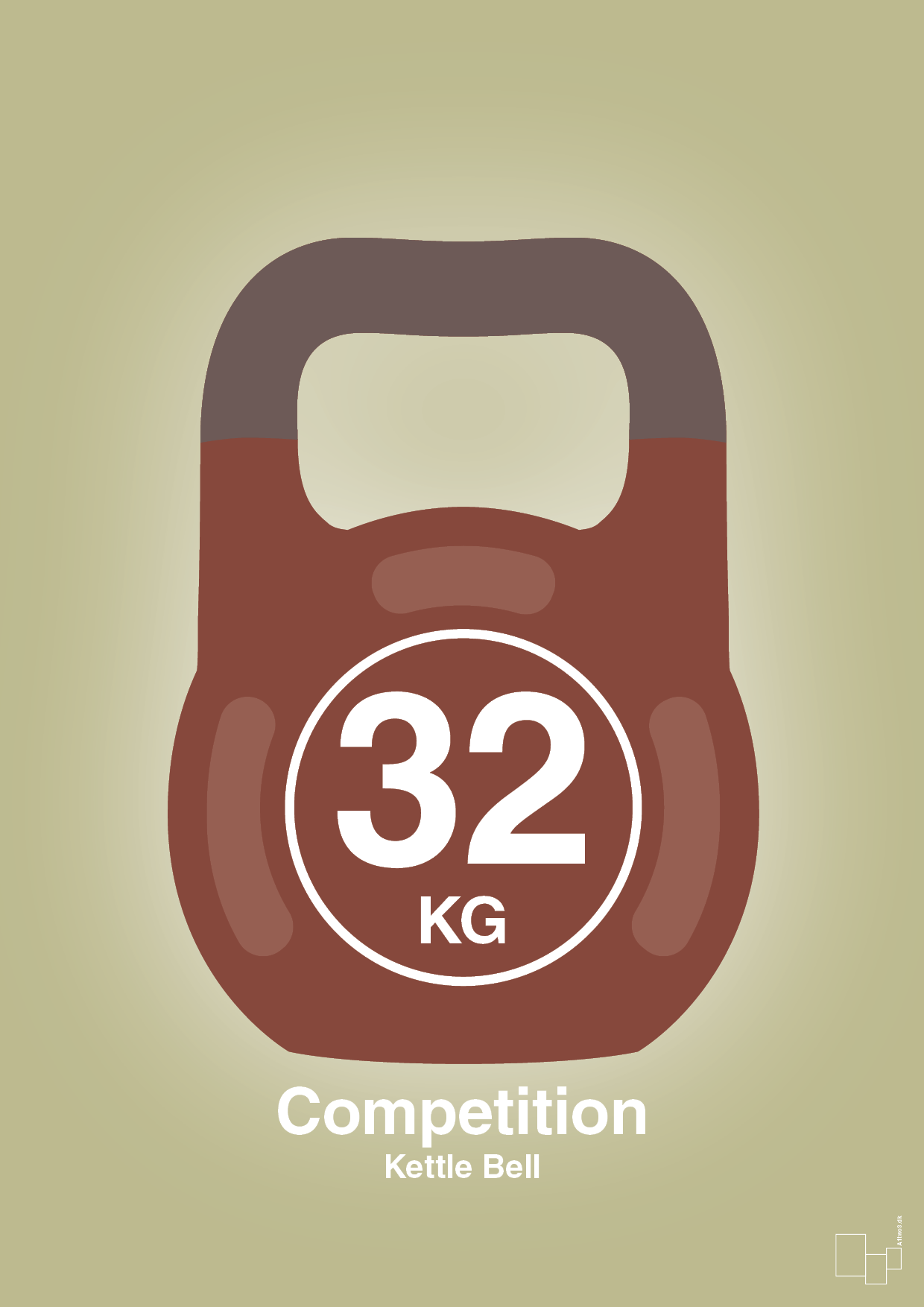 kettle bell 32 kg - competition color - Plakat med Grafik i Back to Nature