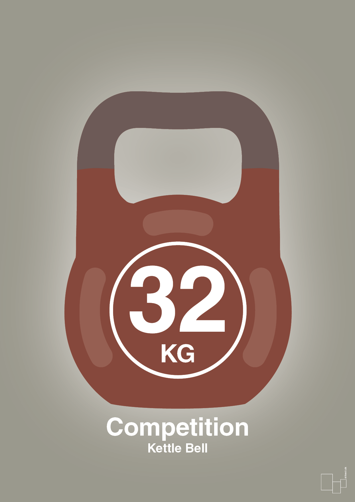 kettle bell 32 kg - competition color - Plakat med Grafik i Battleship Gray