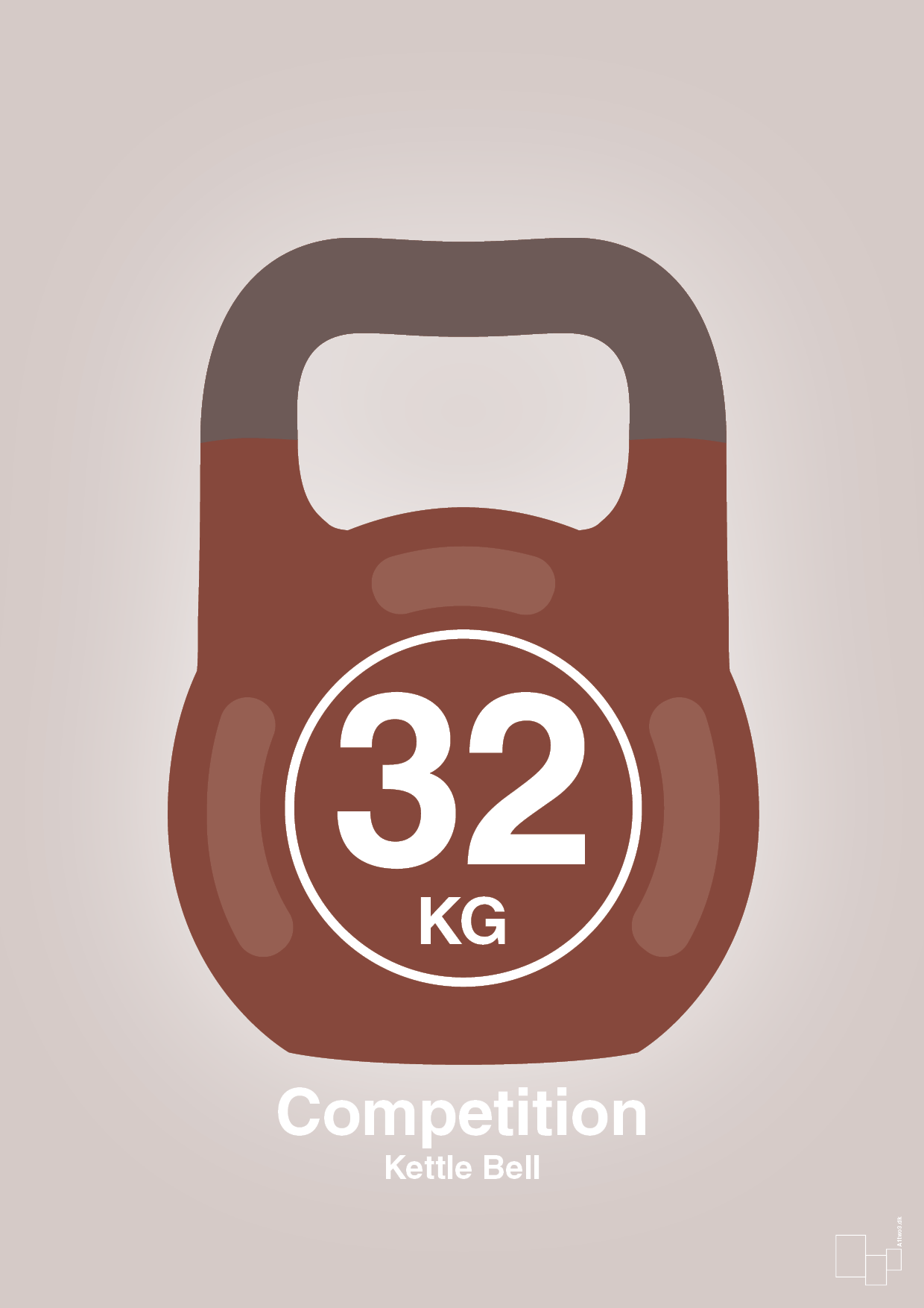 kettle bell 32 kg - competition color - Plakat med Grafik i Broken Beige