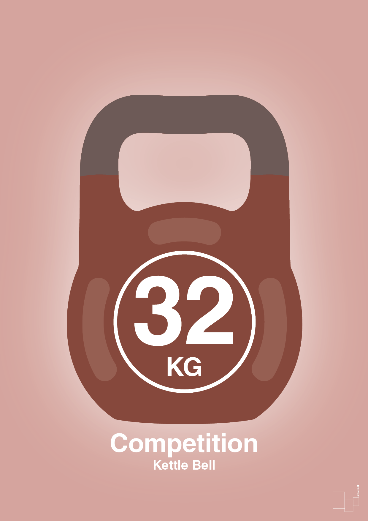 kettle bell 32 kg - competition color - Plakat med Grafik i Bubble Shell