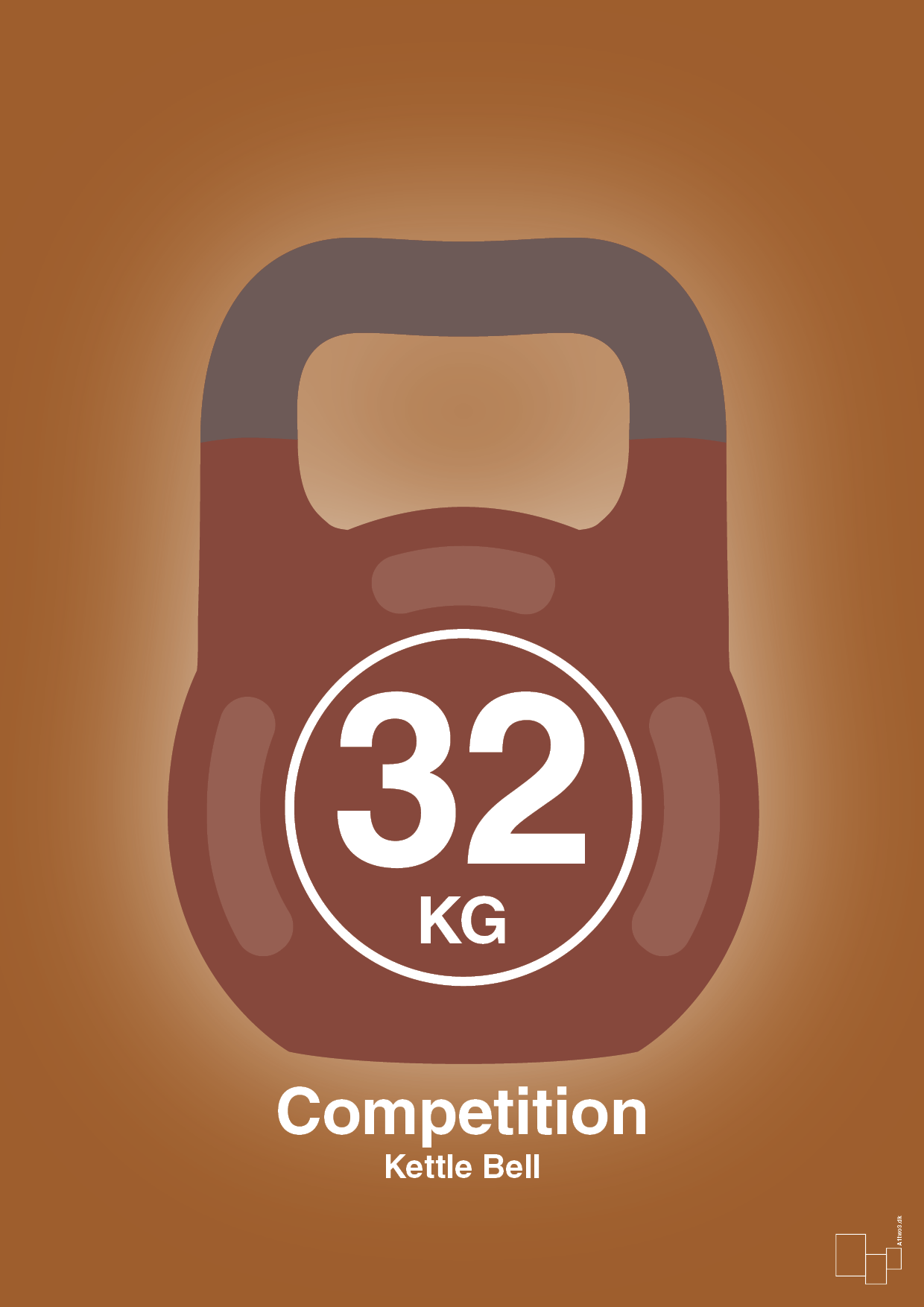 kettle bell 32 kg - competition color - Plakat med Grafik i Cognac