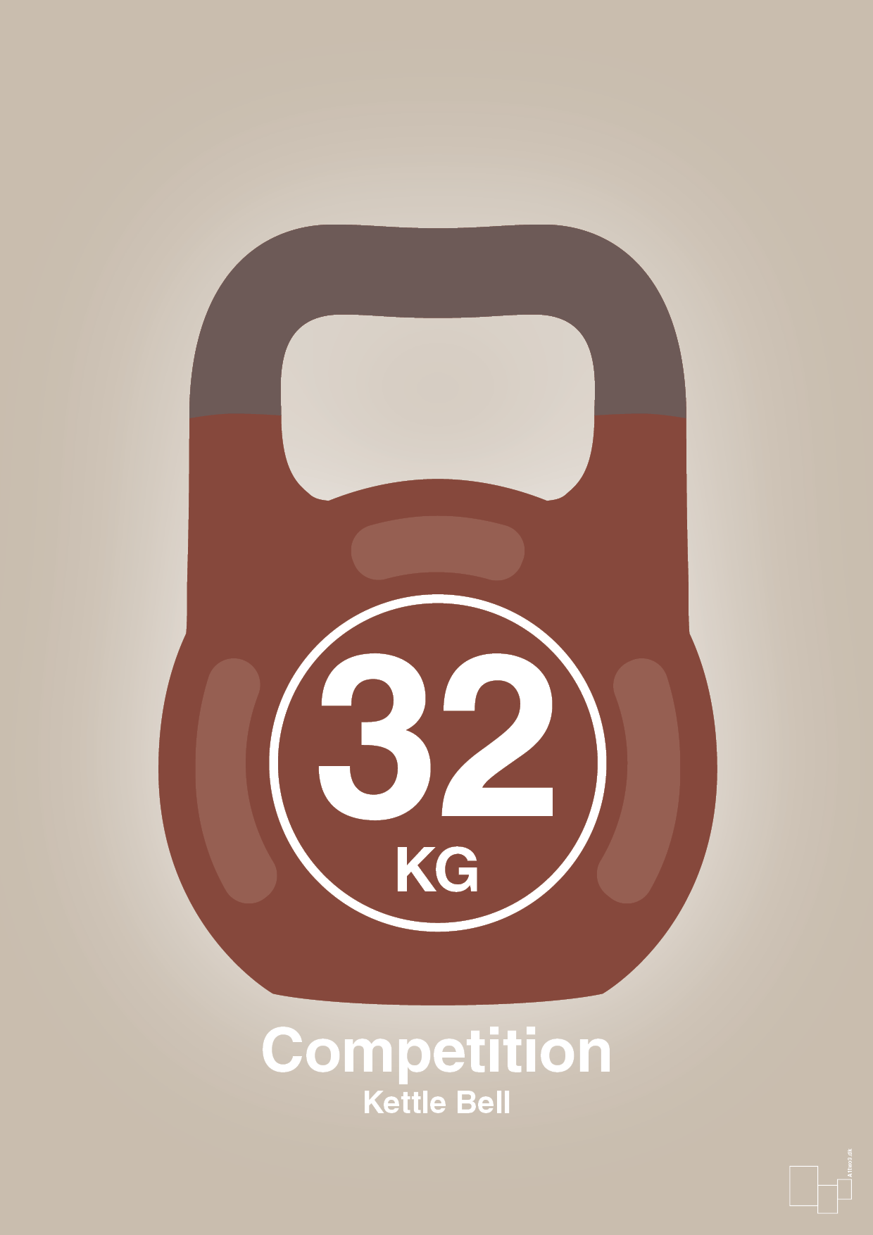 kettle bell 32 kg - competition color - Plakat med Grafik i Creamy Mushroom