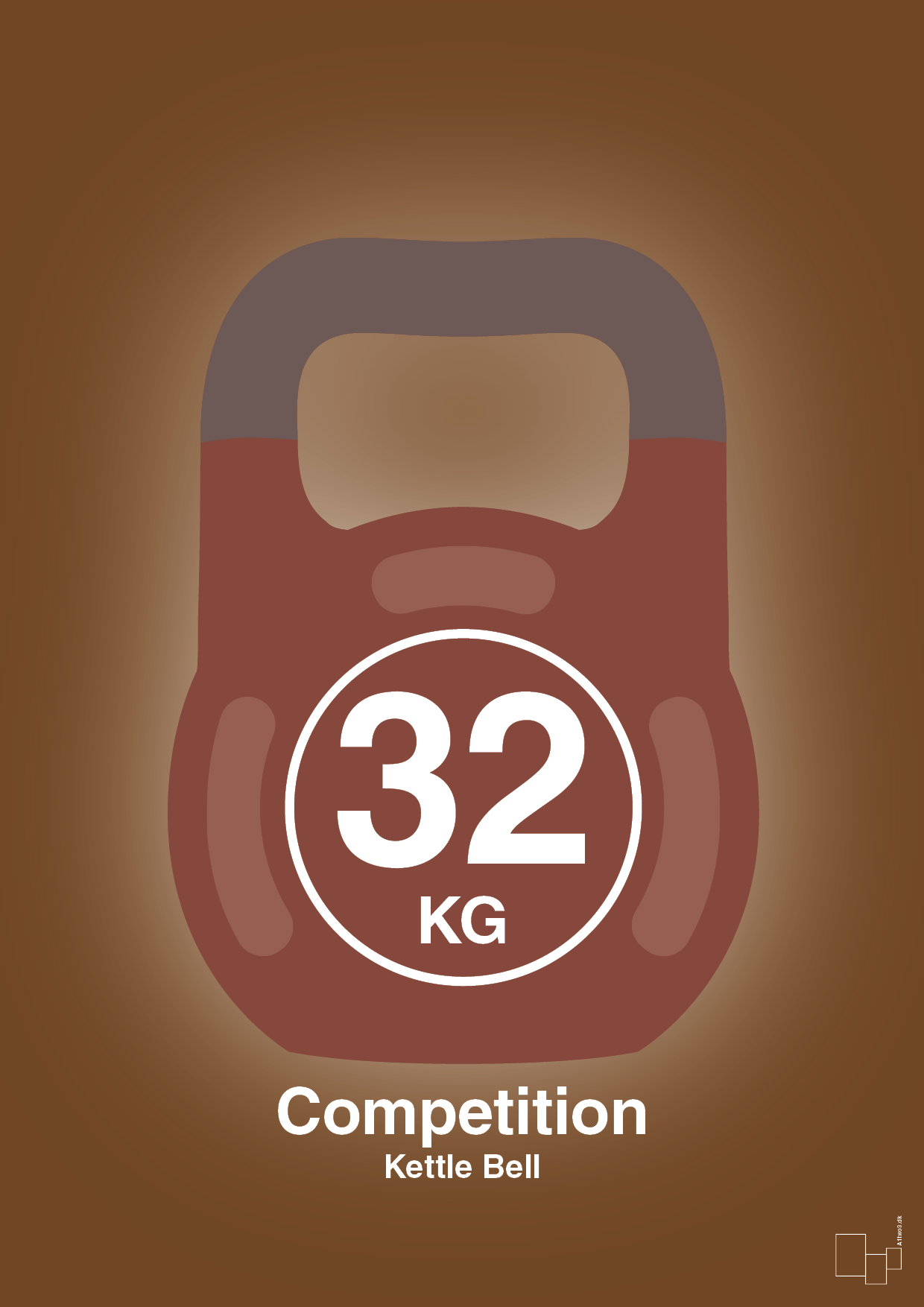 kettle bell 32 kg - competition color - Plakat med Grafik i Dark Brown