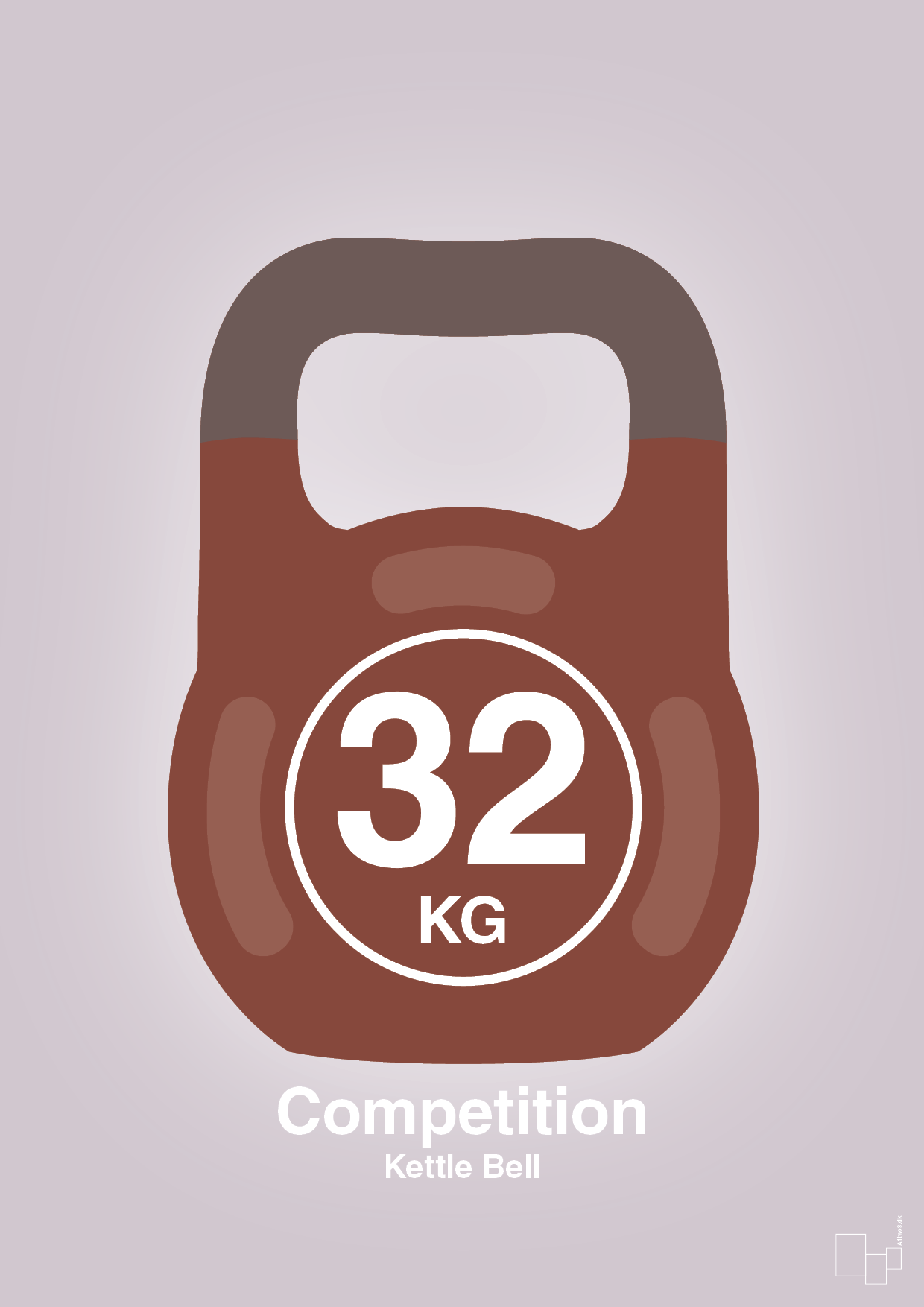 kettle bell 32 kg - competition color - Plakat med Grafik i Dusty Lilac