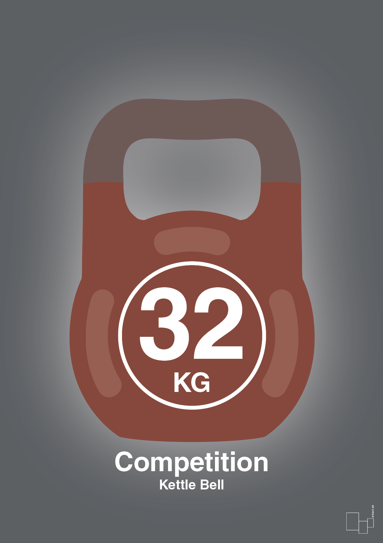 kettle bell 32 kg - competition color - Plakat med Grafik i Graphic Charcoal