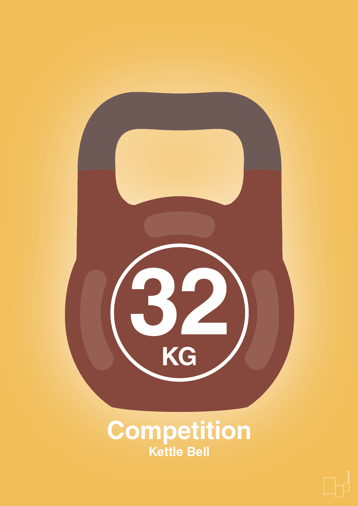 kettle bell 32 kg - competition color - Plakat med Grafik i Honeycomb