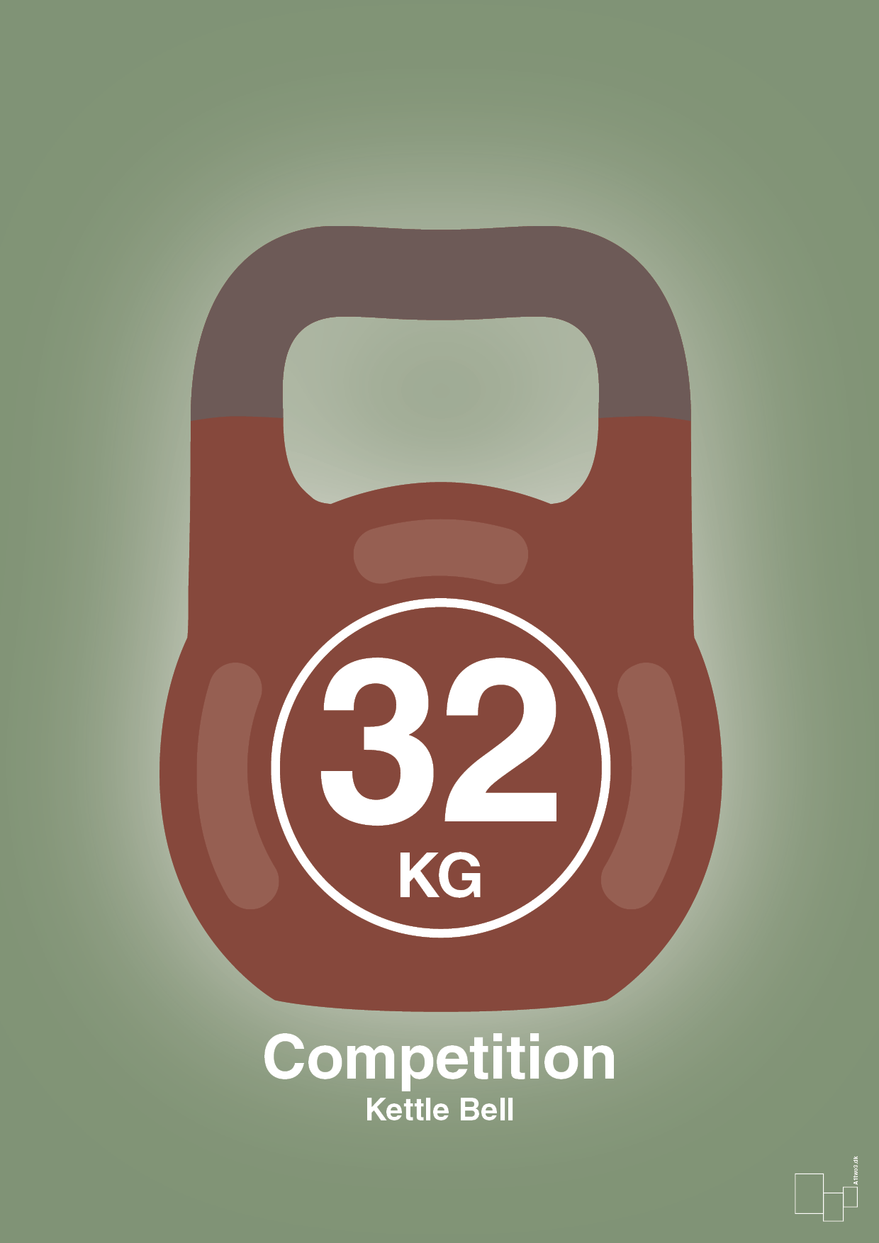 kettle bell 32 kg - competition color - Plakat med Grafik i Jade