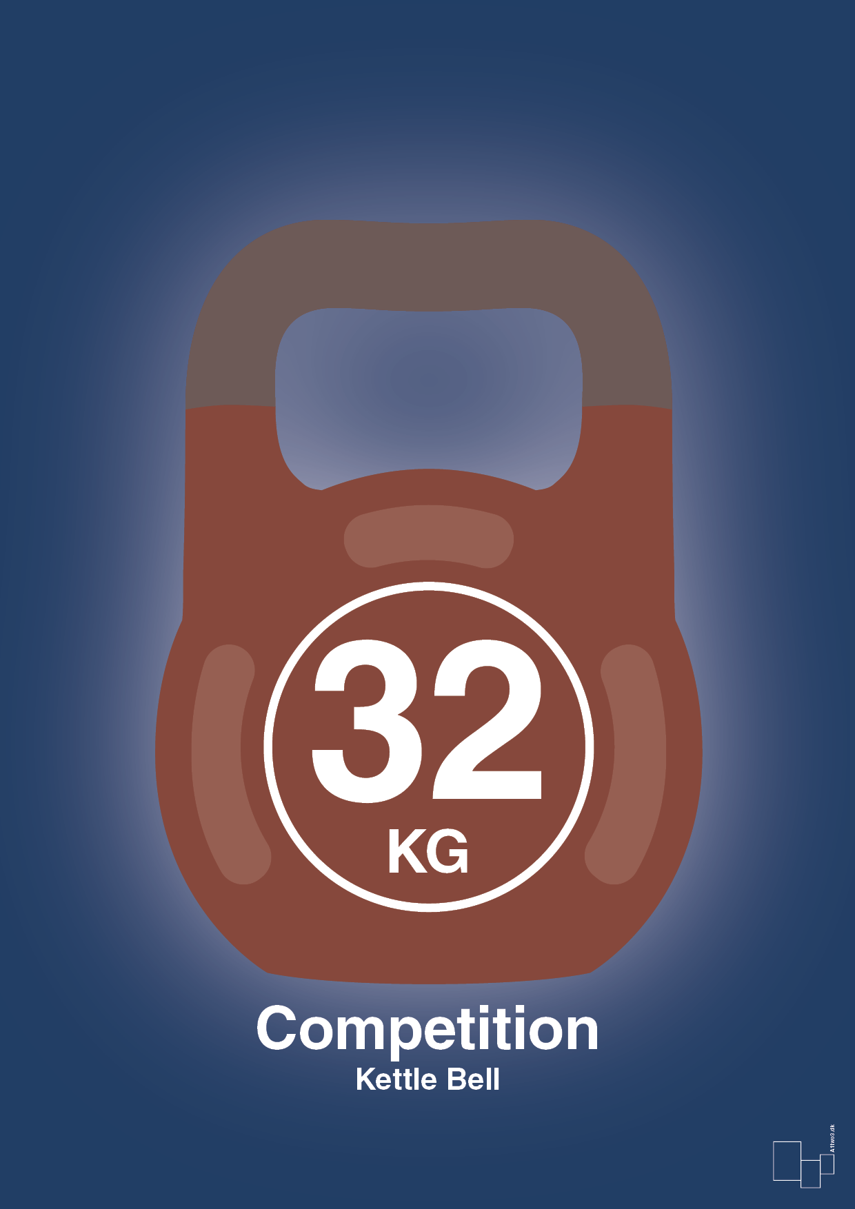 kettle bell 32 kg - competition color - Plakat med Grafik i Lapis Blue