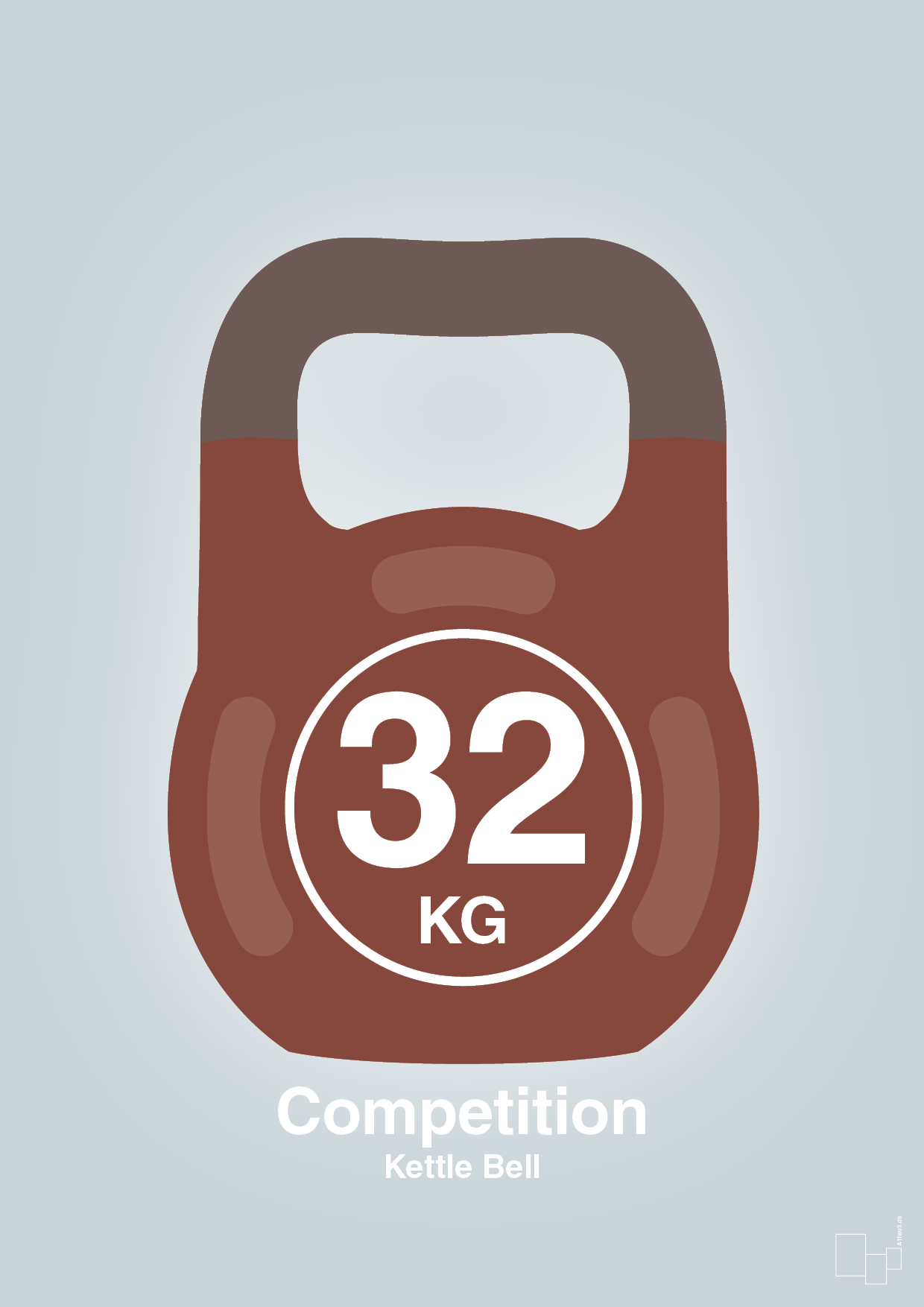 kettle bell 32 kg - competition color - Plakat med Grafik i Light Drizzle