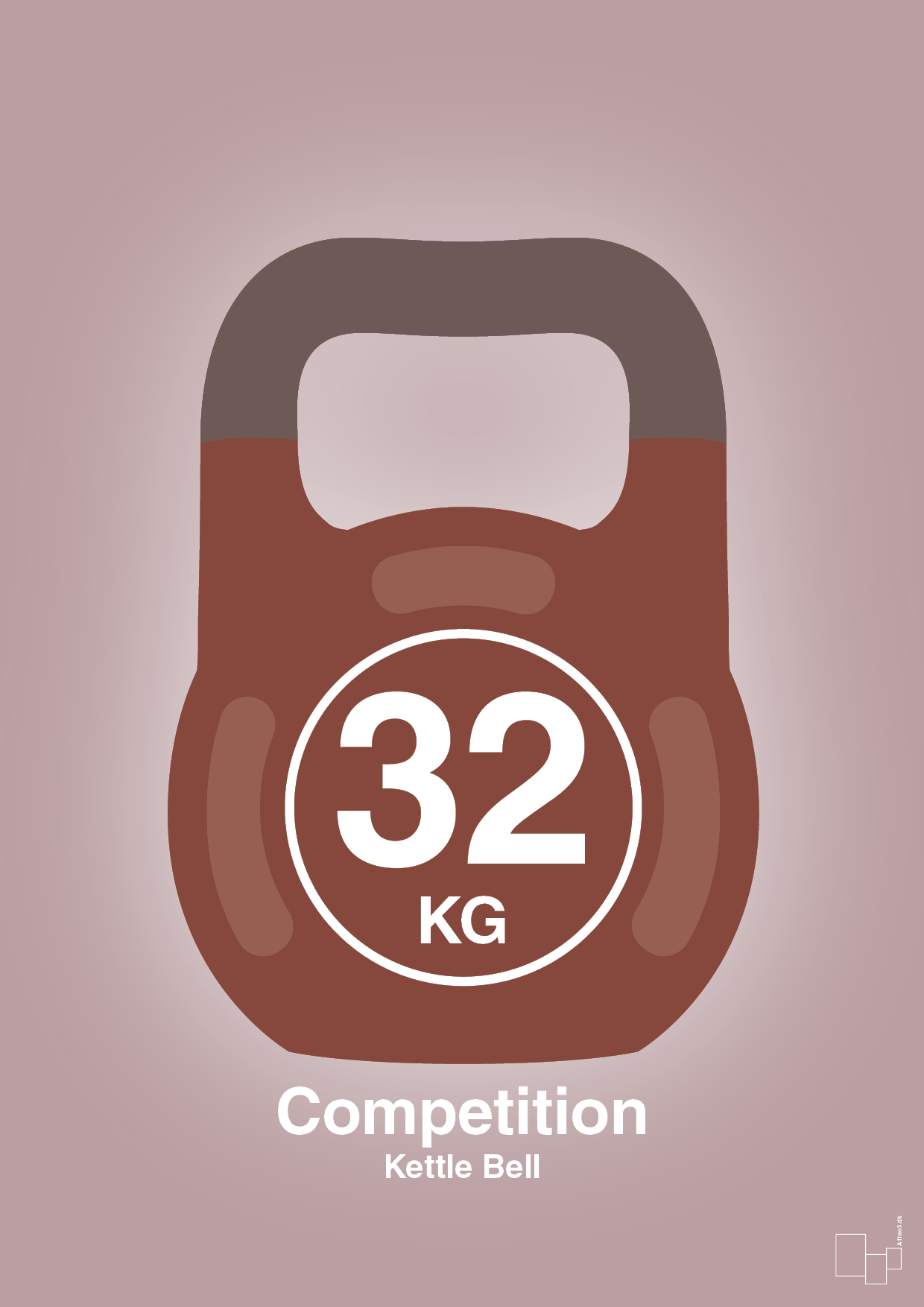 kettle bell 32 kg - competition color - Plakat med Grafik i Light Rose
