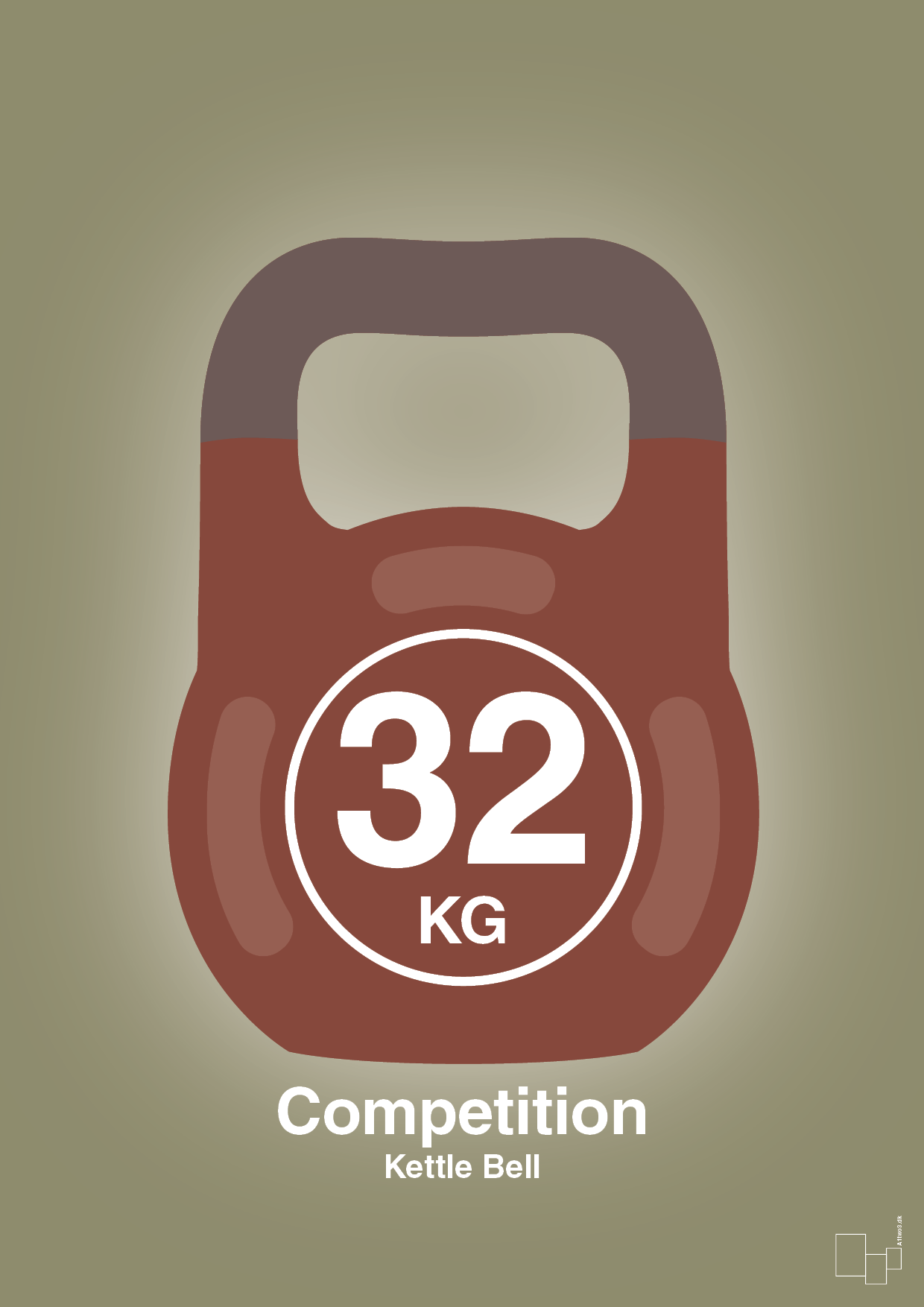kettle bell 32 kg - competition color - Plakat med Grafik i Misty Forrest