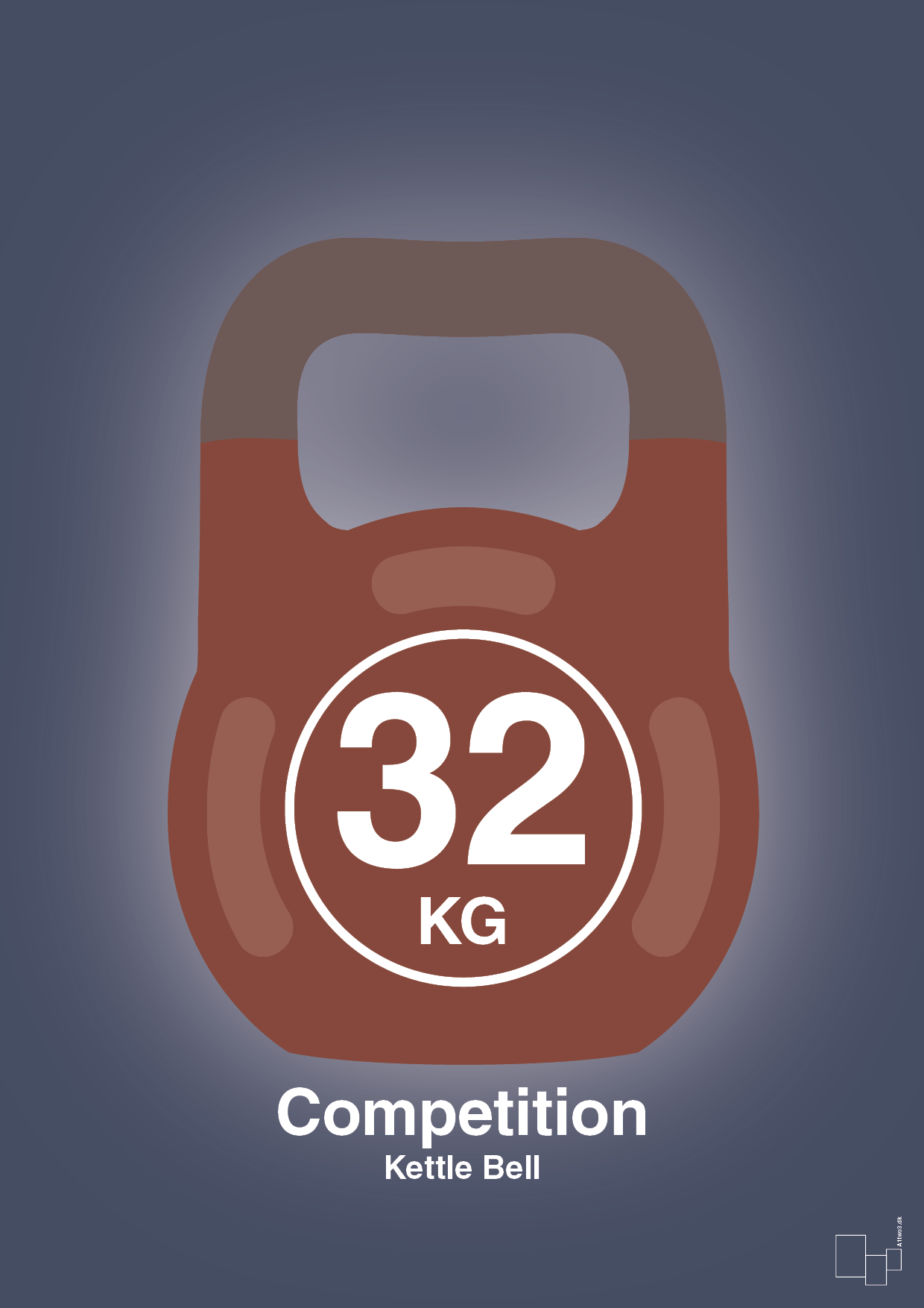 kettle bell 32 kg - competition color - Plakat med Grafik i Petrol