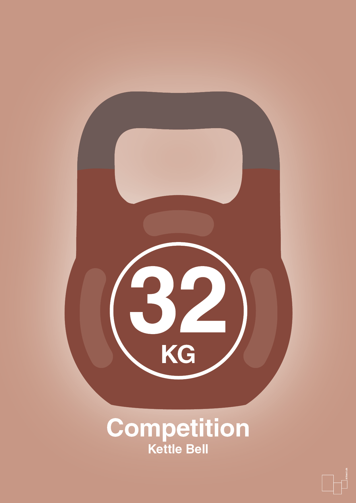 kettle bell 32 kg - competition color - Plakat med Grafik i Powder
