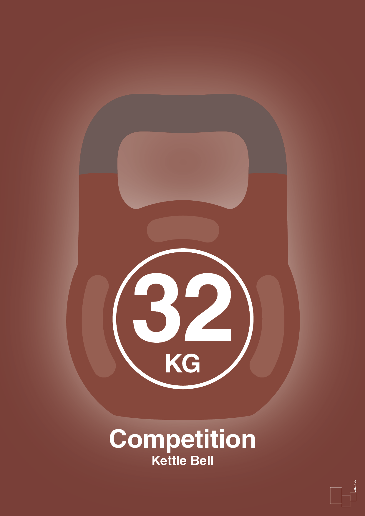 kettle bell 32 kg - competition color - Plakat med Grafik i Red Pepper