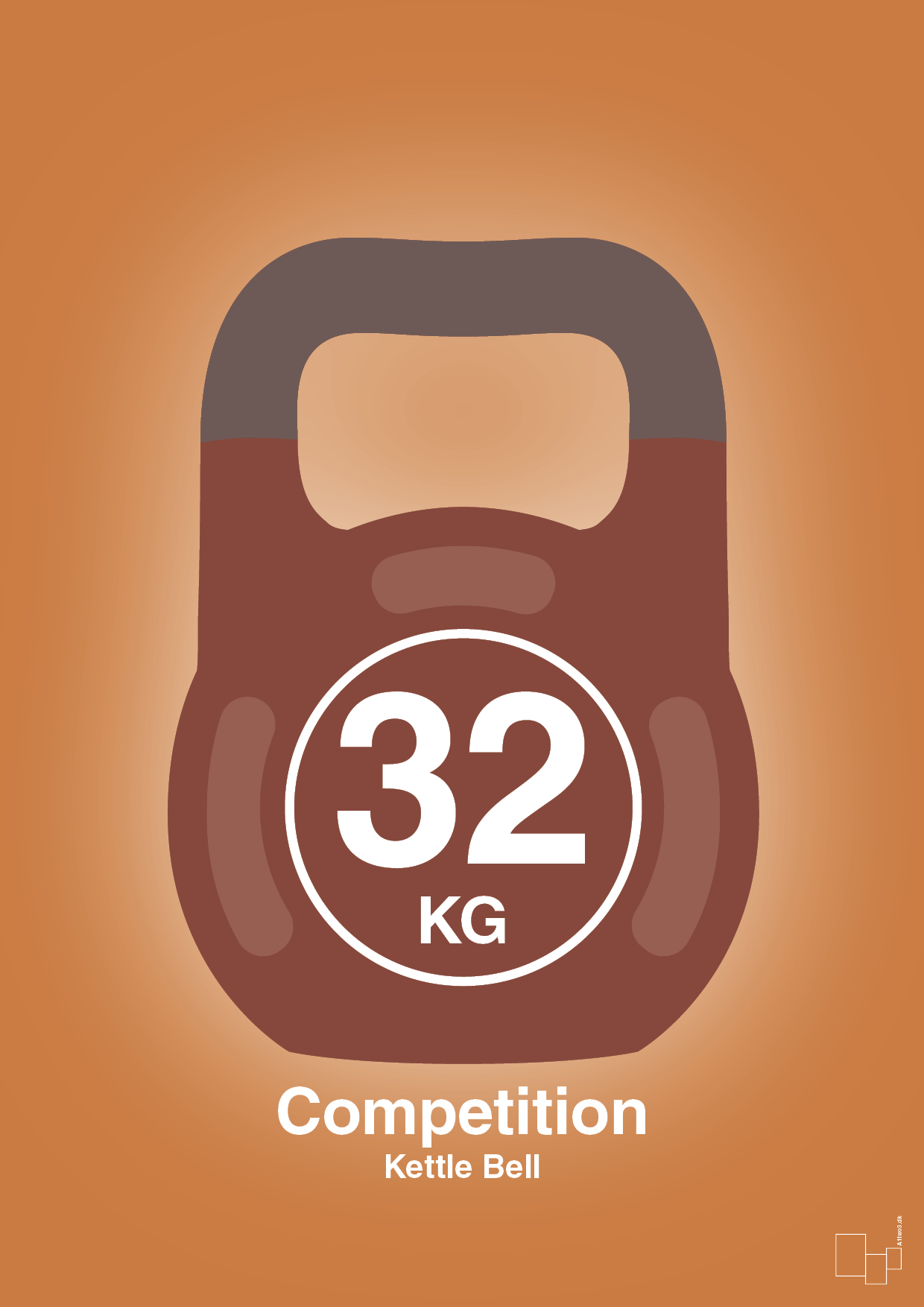 kettle bell 32 kg - competition color - Plakat med Grafik i Rumba Orange