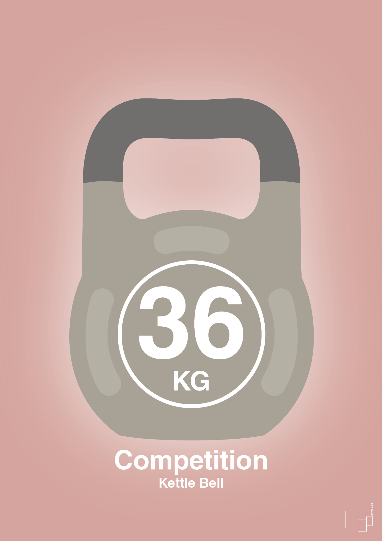 kettle bell 36 kg - competition color - Plakat med Grafik i Bubble Shell