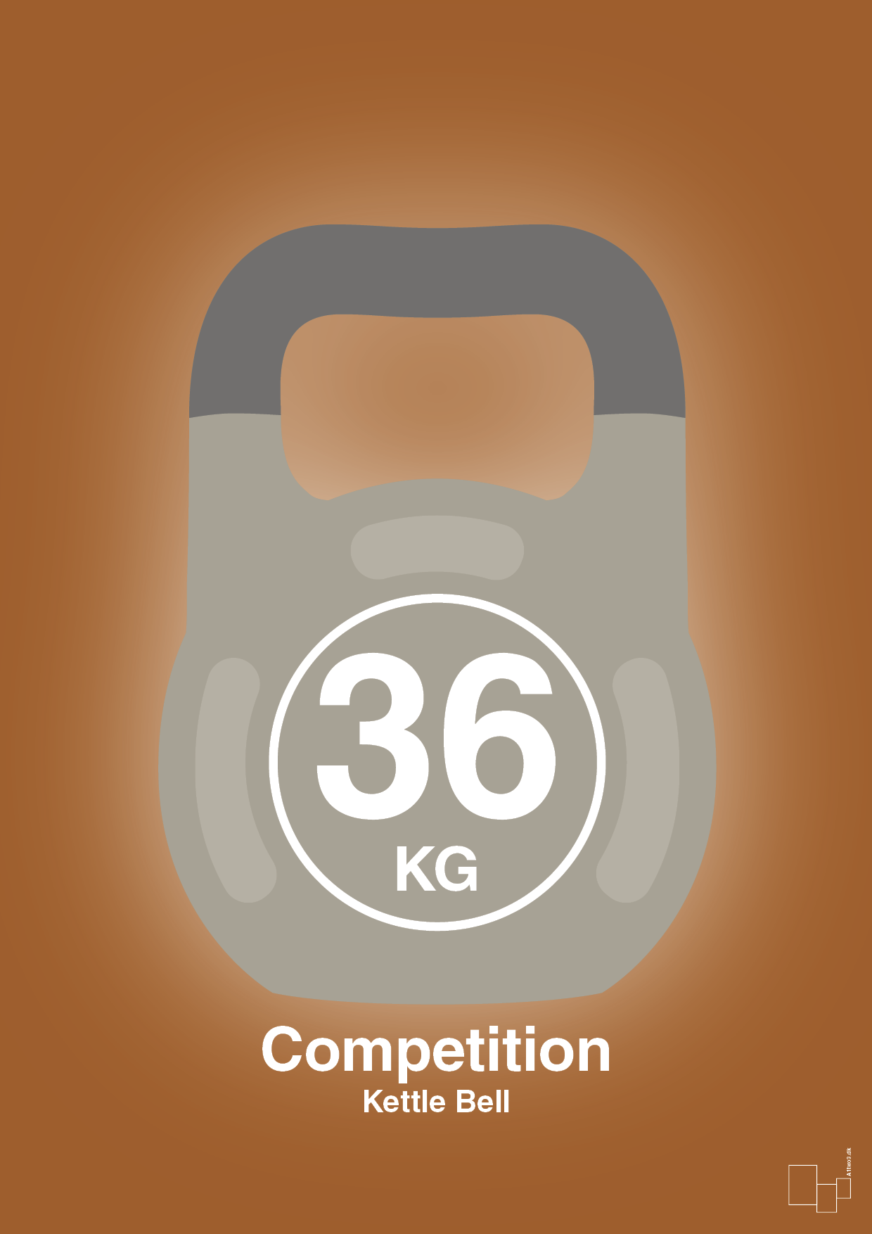 kettle bell 36 kg - competition color - Plakat med Grafik i Cognac