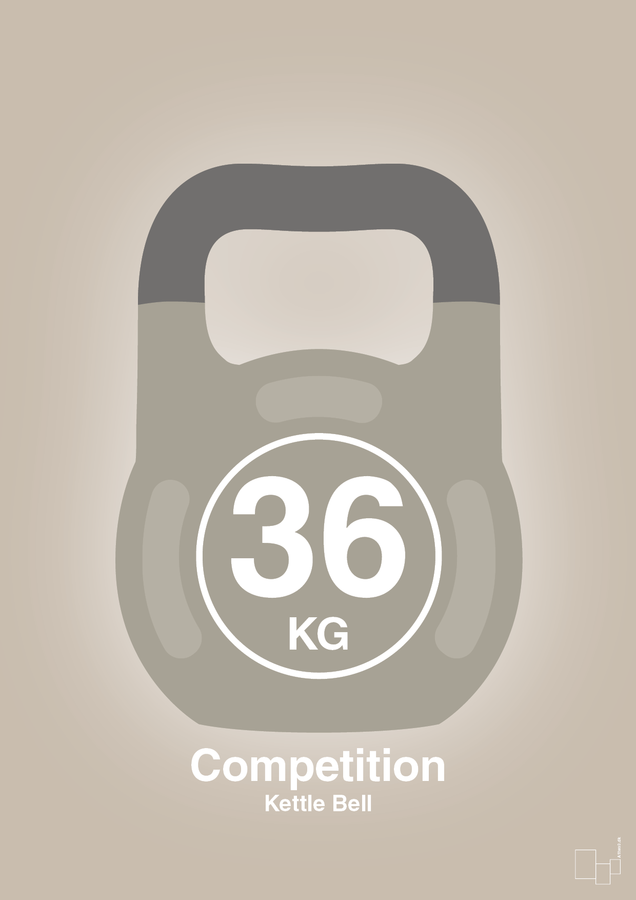 kettle bell 36 kg - competition color - Plakat med Grafik i Creamy Mushroom