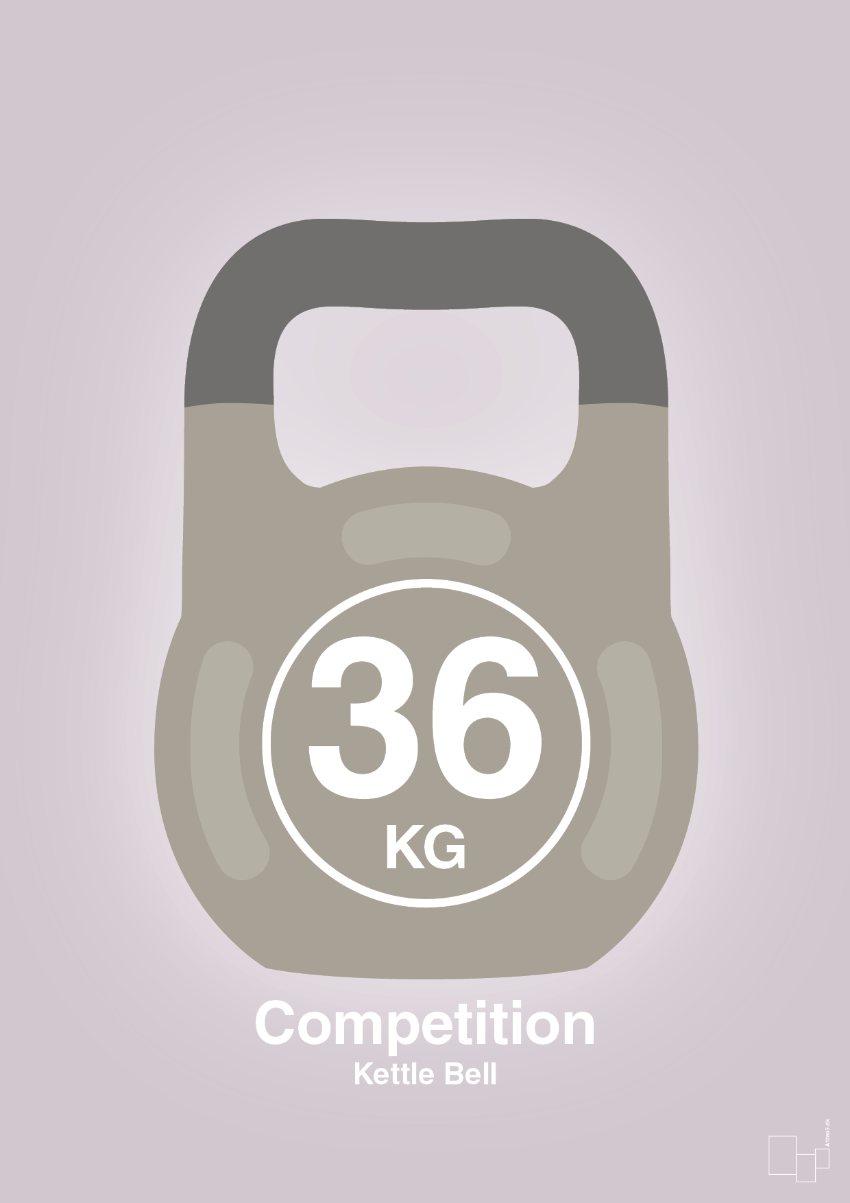 kettle bell 36 kg - competition color - Plakat med Grafik i Dusty Lilac