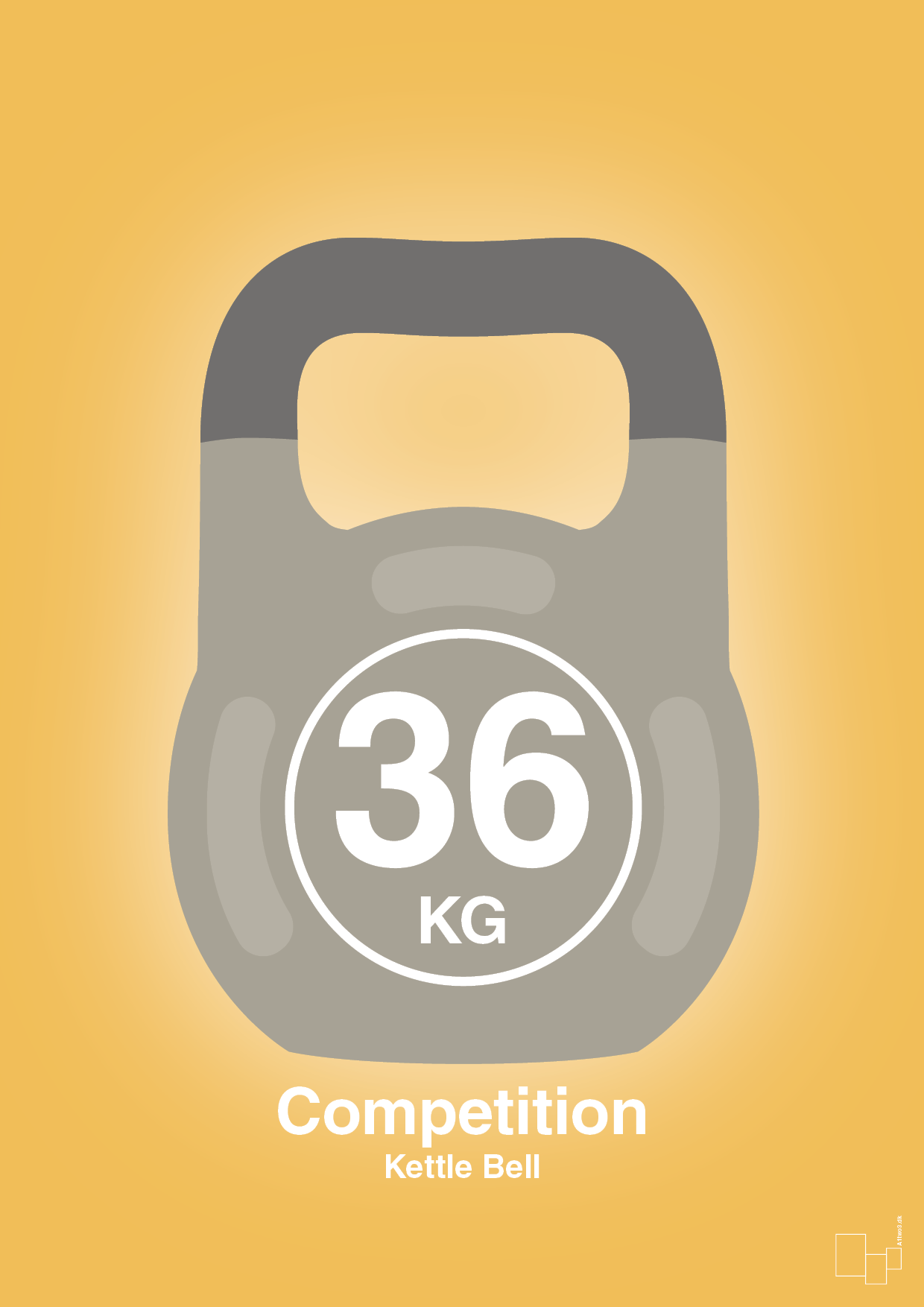 kettle bell 36 kg - competition color - Plakat med Grafik i Honeycomb
