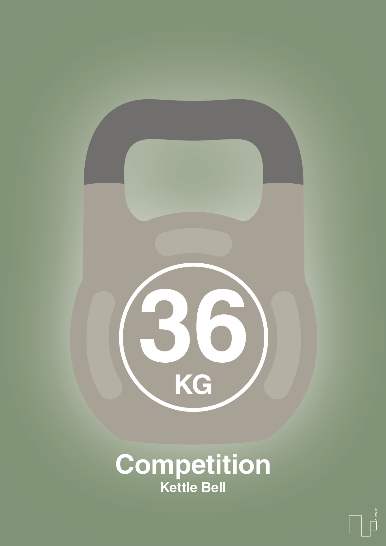 kettle bell 36 kg - competition color - Plakat med Grafik i Jade