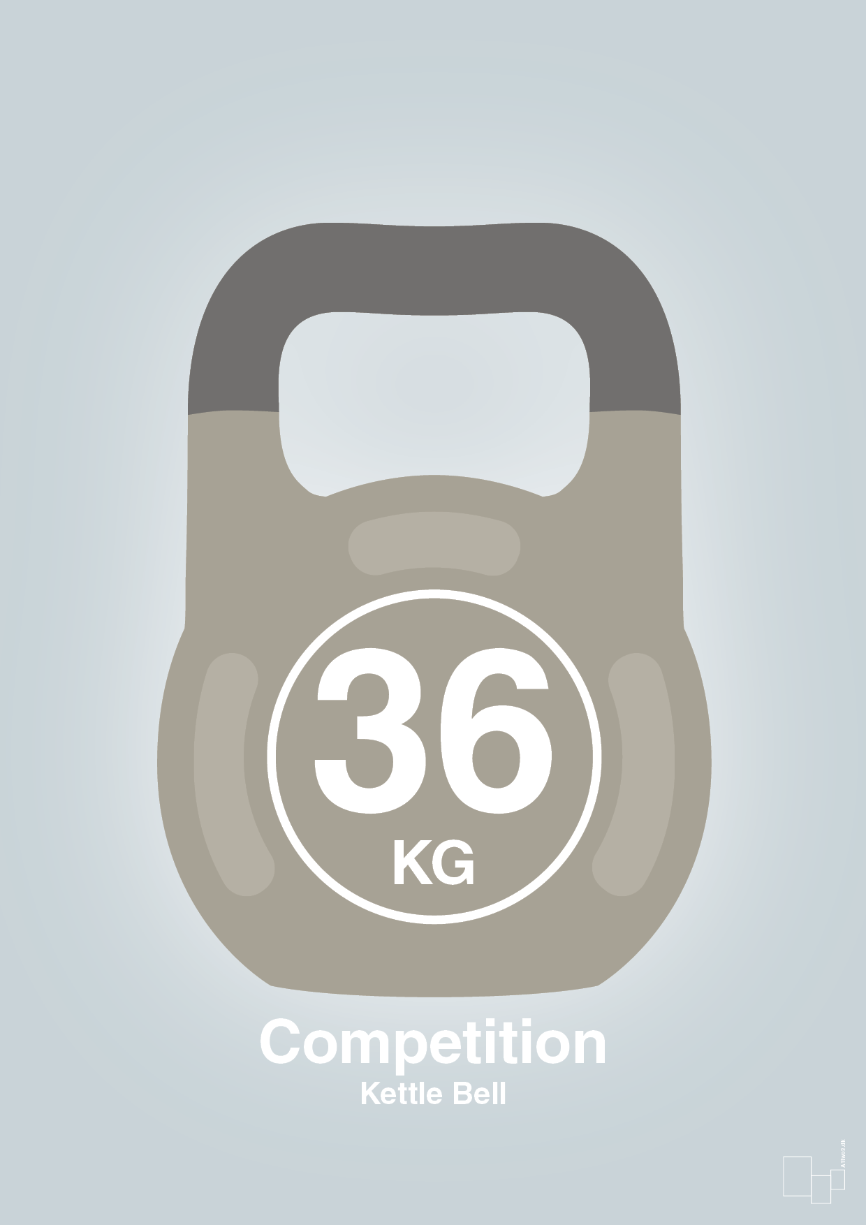 kettle bell 36 kg - competition color - Plakat med Grafik i Light Drizzle