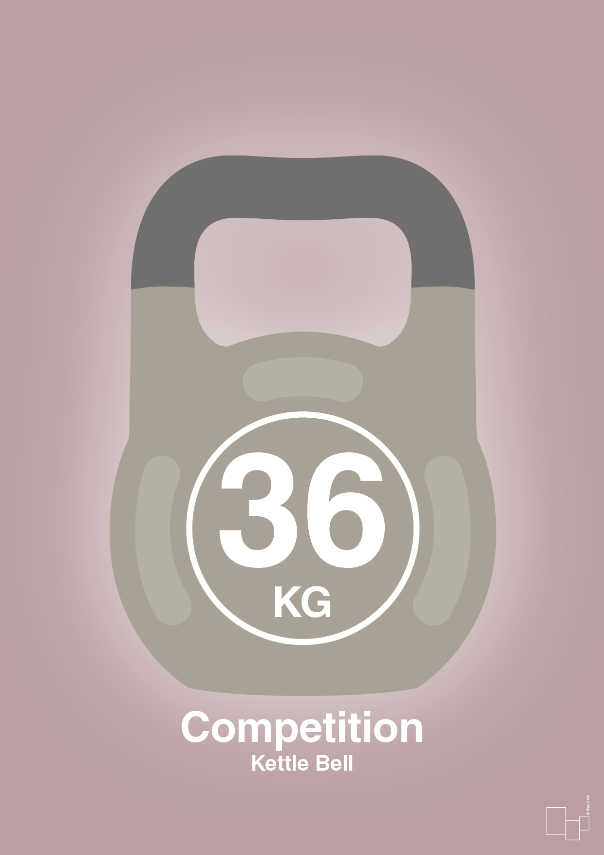 kettle bell 36 kg - competition color - Plakat med Grafik i Light Rose