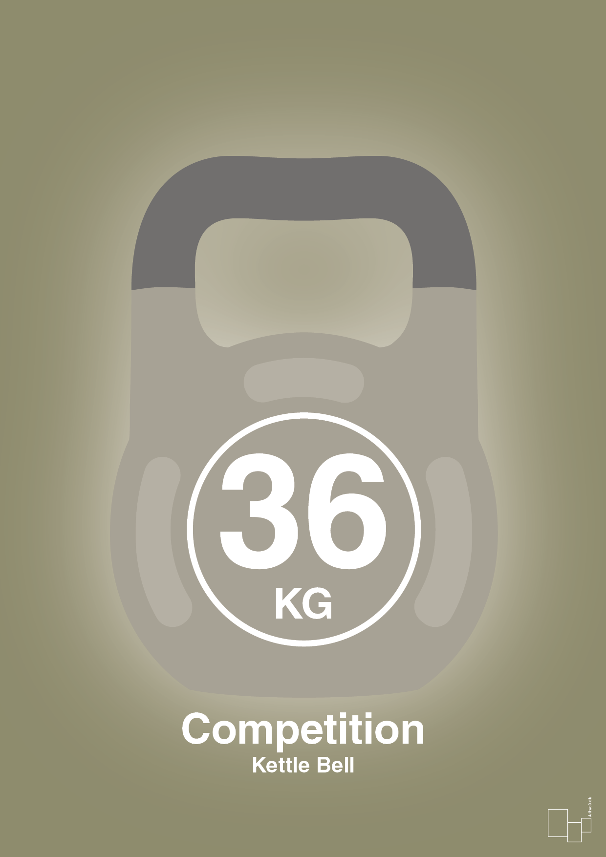 kettle bell 36 kg - competition color - Plakat med Grafik i Misty Forrest