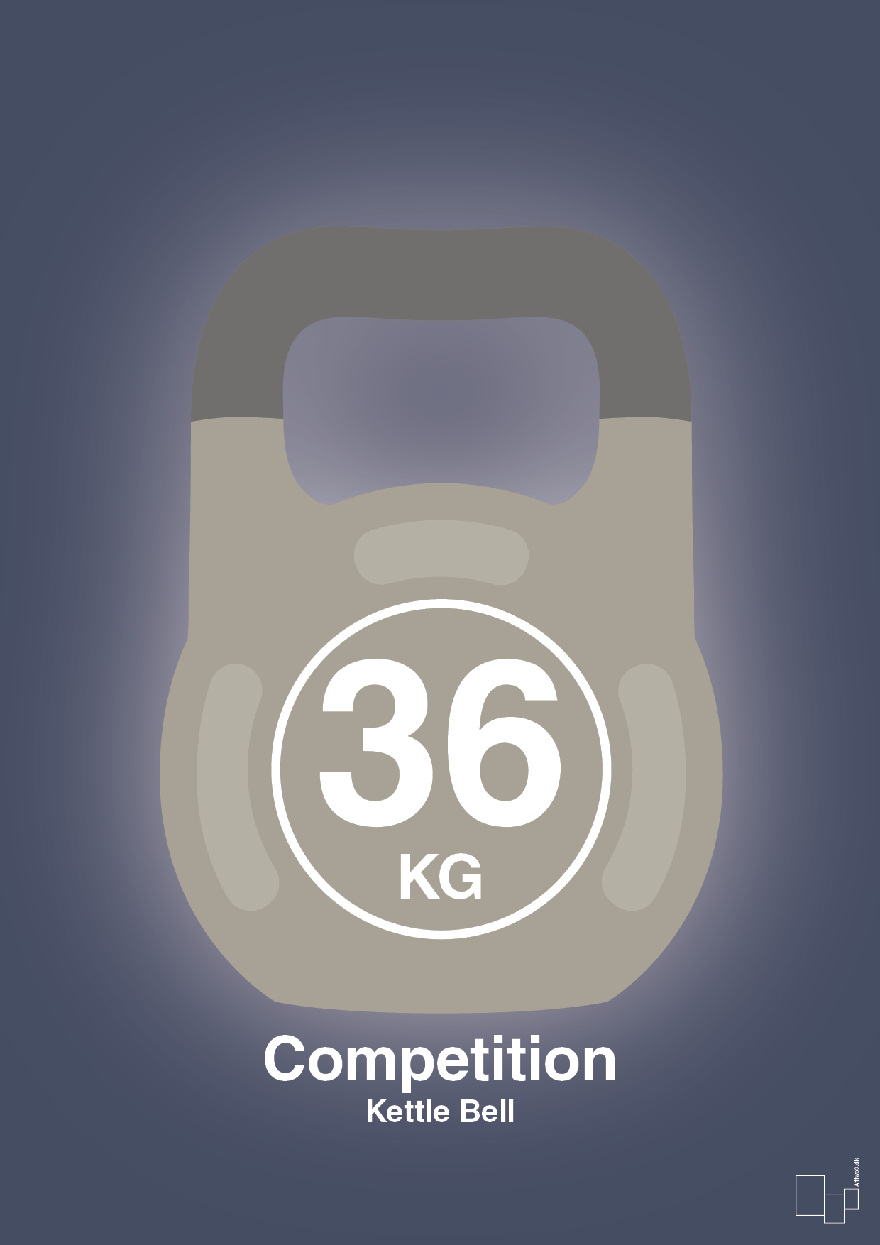 kettle bell 36 kg - competition color - Plakat med Grafik i Petrol