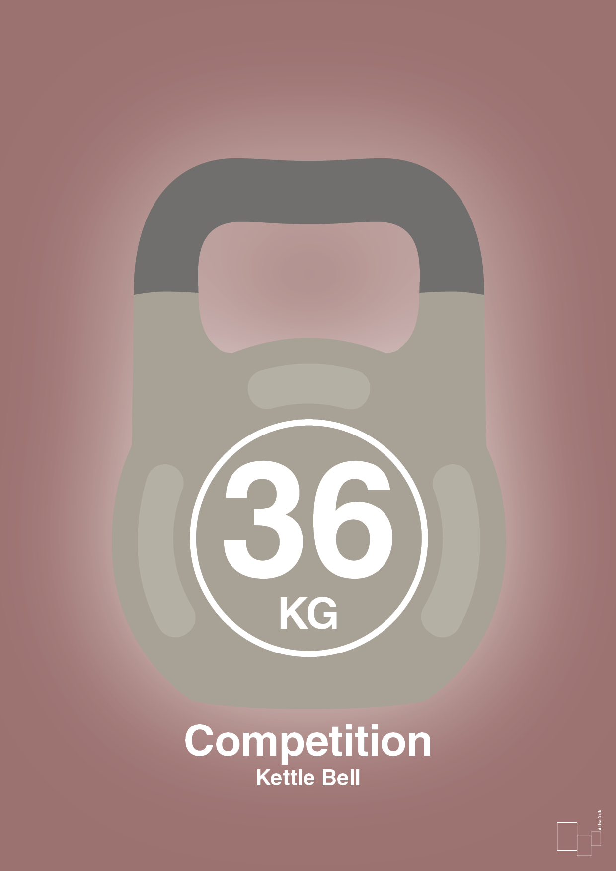 kettle bell 36 kg - competition color - Plakat med Grafik i Plum