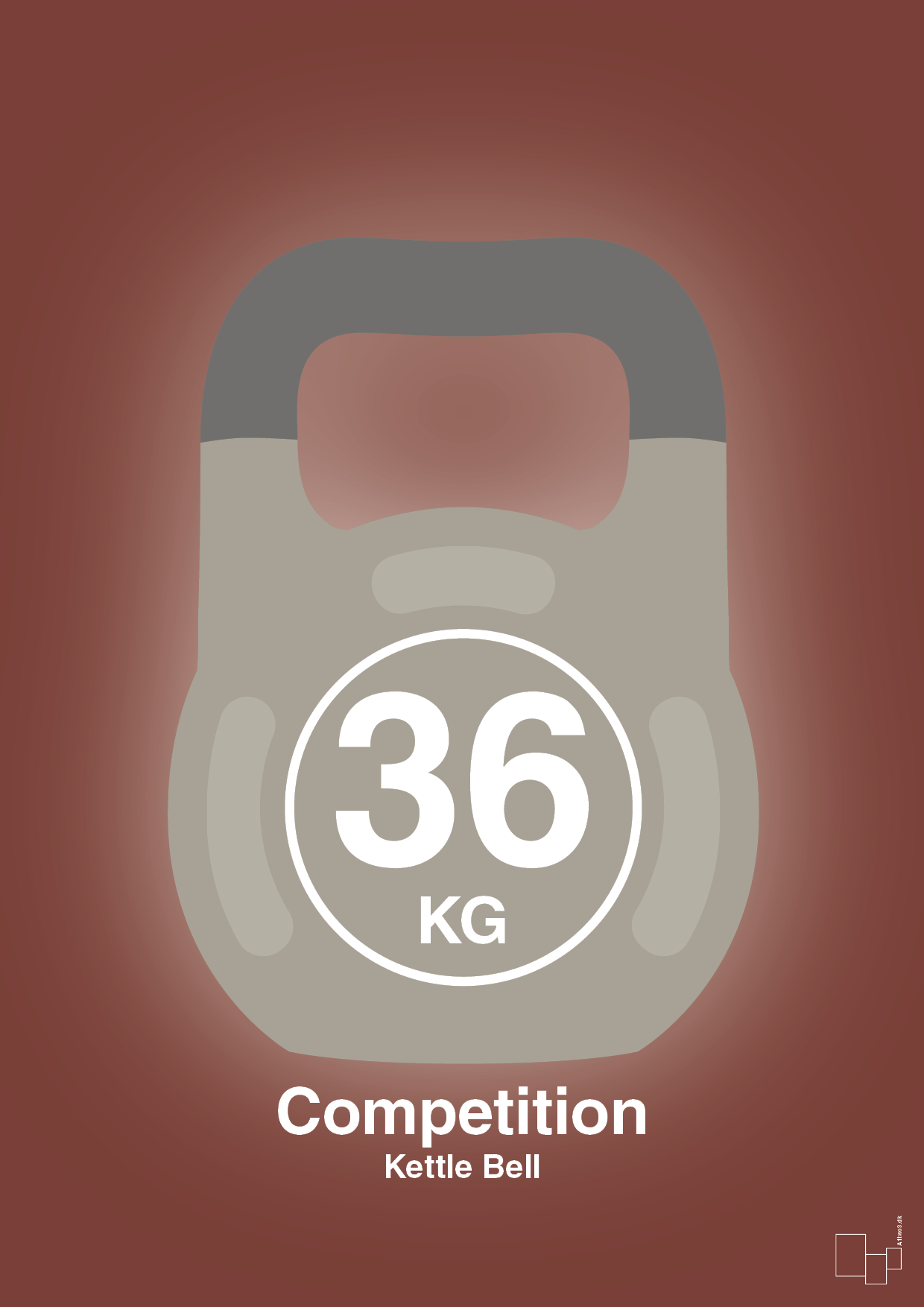 kettle bell 36 kg - competition color - Plakat med Grafik i Red Pepper