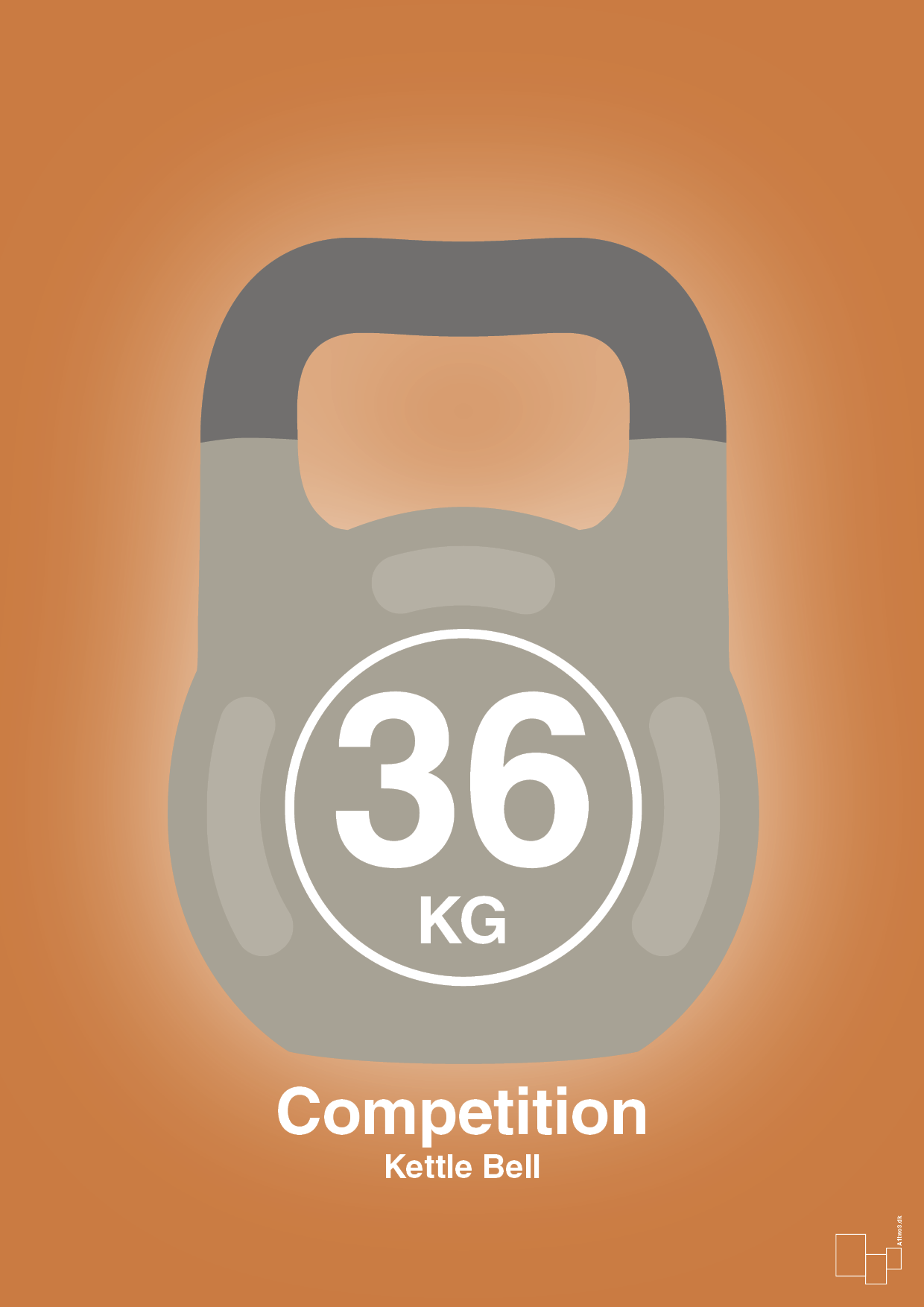 kettle bell 36 kg - competition color - Plakat med Grafik i Rumba Orange
